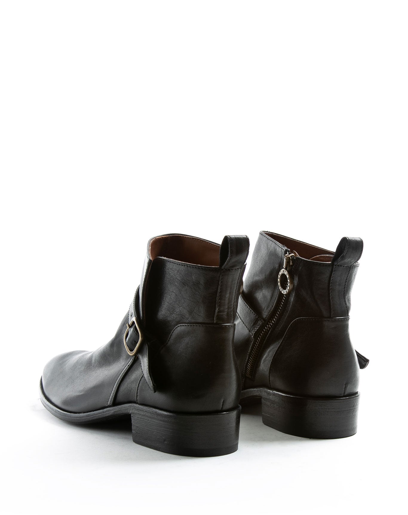 FIORENTINI + BAKER, CHANCE COLB, Leather ankle boot with adjustable front strap. The elongated shape gives a slick laid back rock 'n' roll look. Handcrafted by skilled artisans. Made in Italy. Made to last.