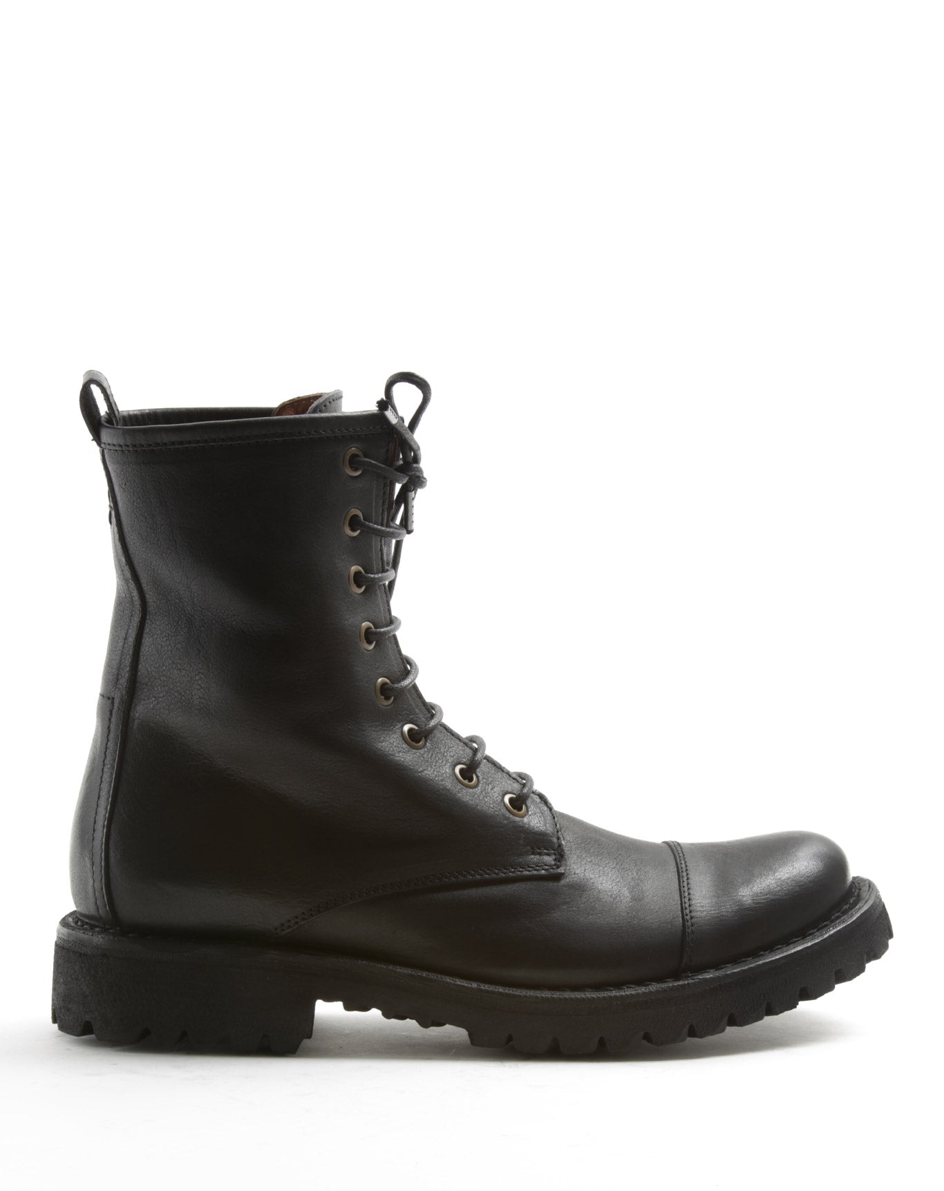 Fiorentini + Baker, ETERNITY MASSIVE M-EIGHT, Black leather lace-up military style men boots with thick rubber sole-Made in Italy-side