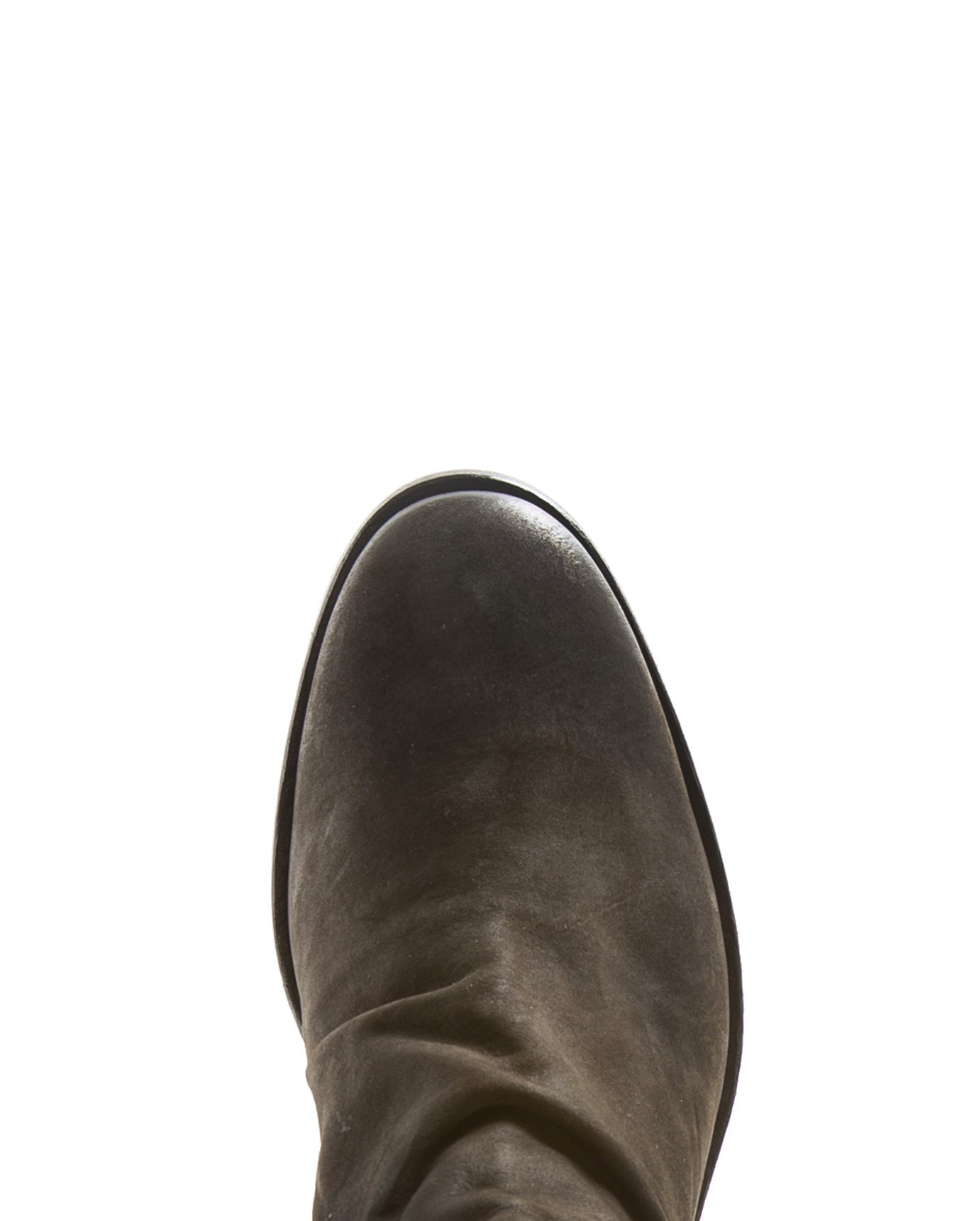 Fiorentini + Baker, CHANCE CLAUS, Men ankle boots with elongated toe, naturally ruched vamp and inside zip in reversed coffee brown leather-Made in Italy-toe