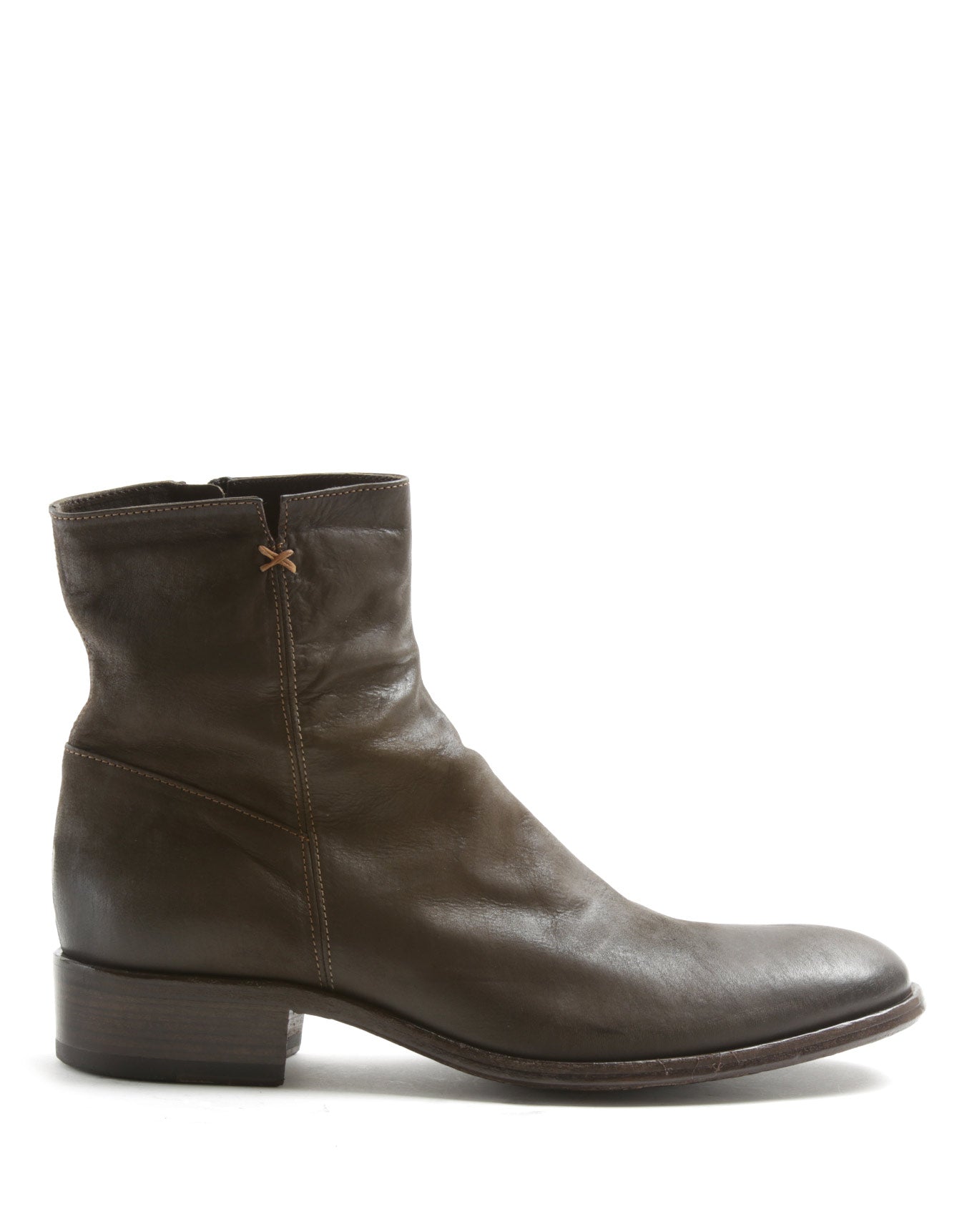 Fiorentini + Baker, CHANCE CALE, Men ankle boots with elongated toe and inside zip in reversed brown leather-Made in Italy-side