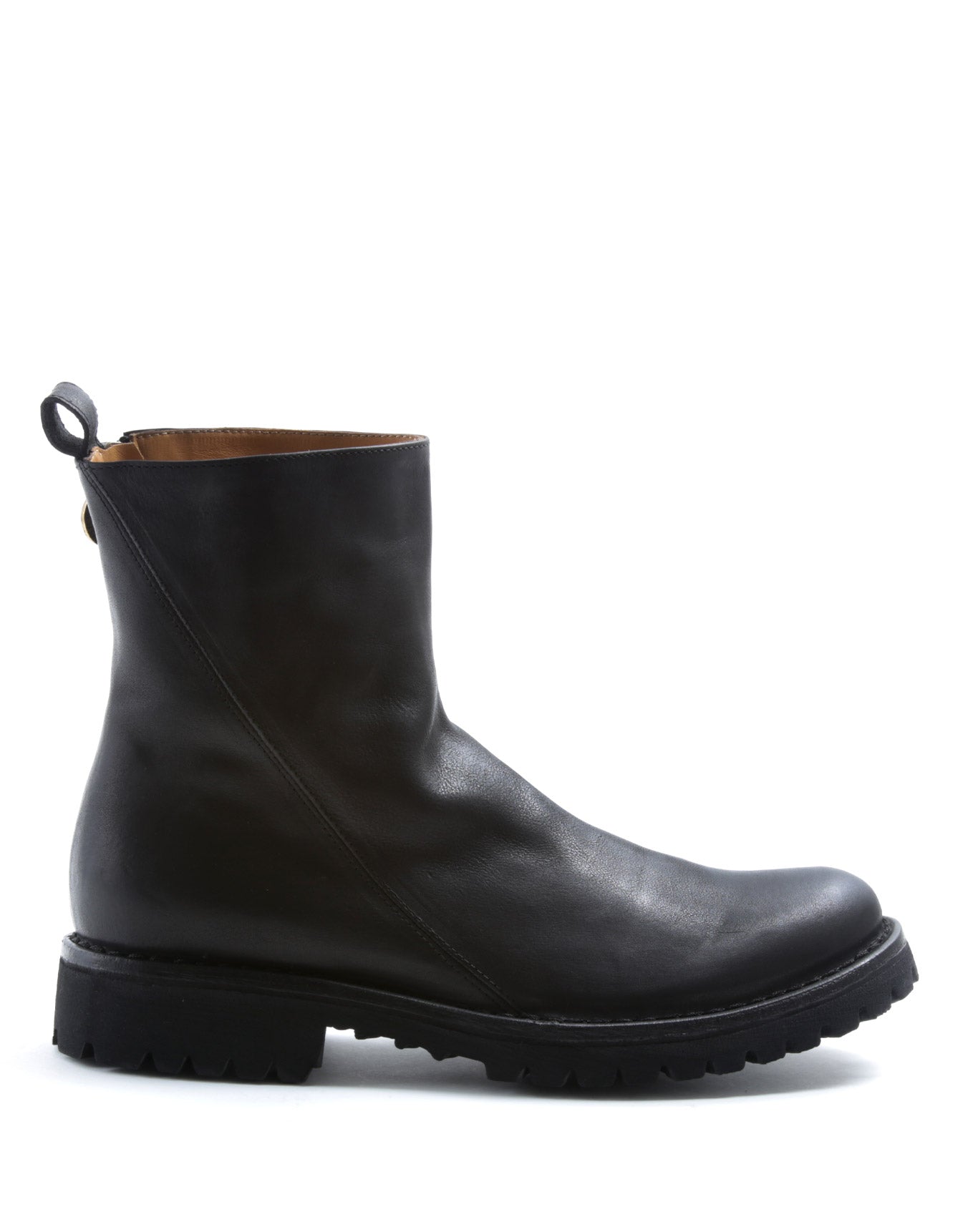 Fiorentini + Baker, ETERNITY MASSIVE M-EVI, Black leather ankle boots with inside lateral zip and thick rubber sole-Made in Italy-side