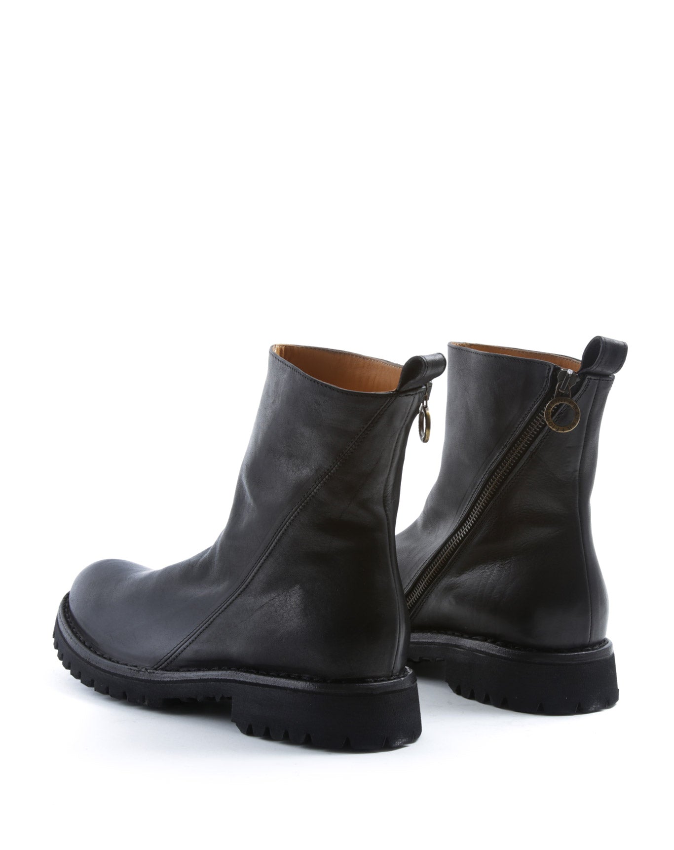 Fiorentini + Baker, ETERNITY MASSIVE M-EVI, Black leather ankle boots with inside lateral zip and thick rubber sole-Made in Italy-back