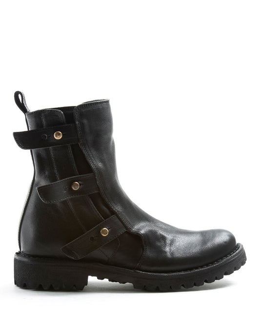 FIORENTINI + BAKER, ETERNITY MASSIVE M-ERNA, Leather ankle boot with adjustable straps and thick rubber sole. Boots inspired by 70’s motocross footwear. Handcrafted by skilled artisans. Made in Italy. Made to last.