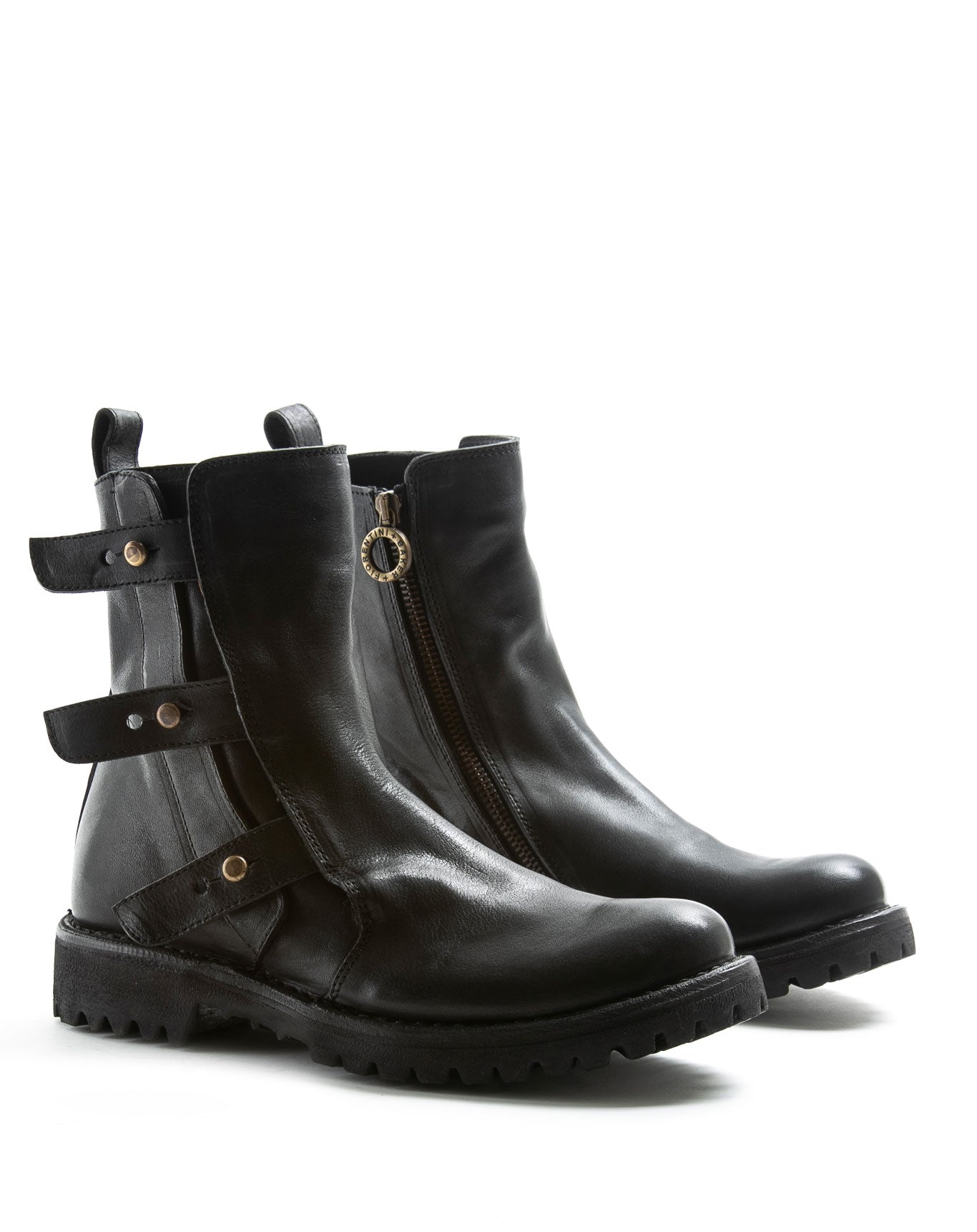 FIORENTINI + BAKER, ETERNITY MASSIVE M-ERNA, Leather ankle boot with adjustable straps and thick rubber sole. Boots inspired by 70’s motocross footwear. Handcrafted by skilled artisans. Made in Italy. Made to last.