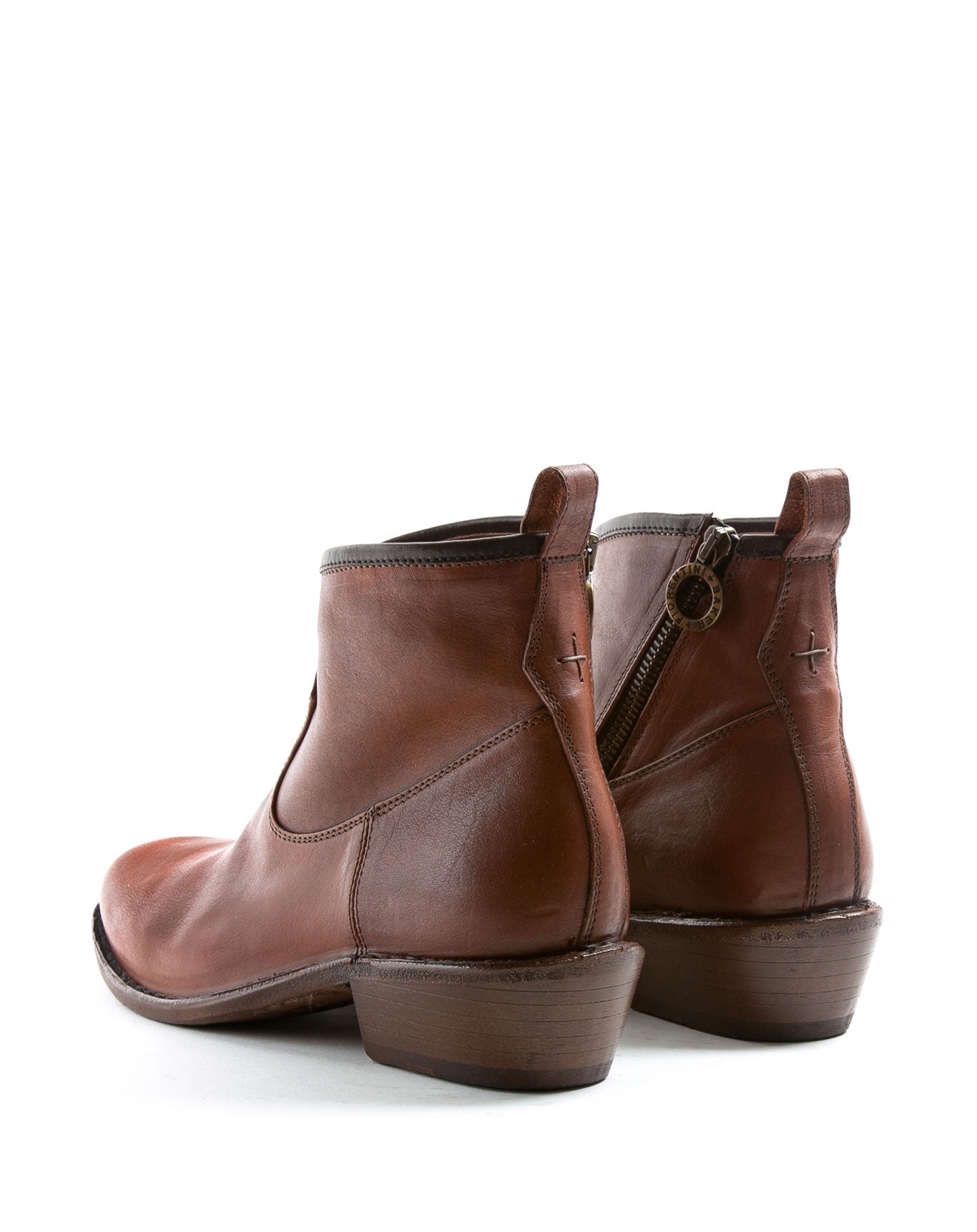 Fiorentini + Baker, ROCKER REN, Brown leather ankle boots with slightly pointed toe and inside zip-Made in Italy-back