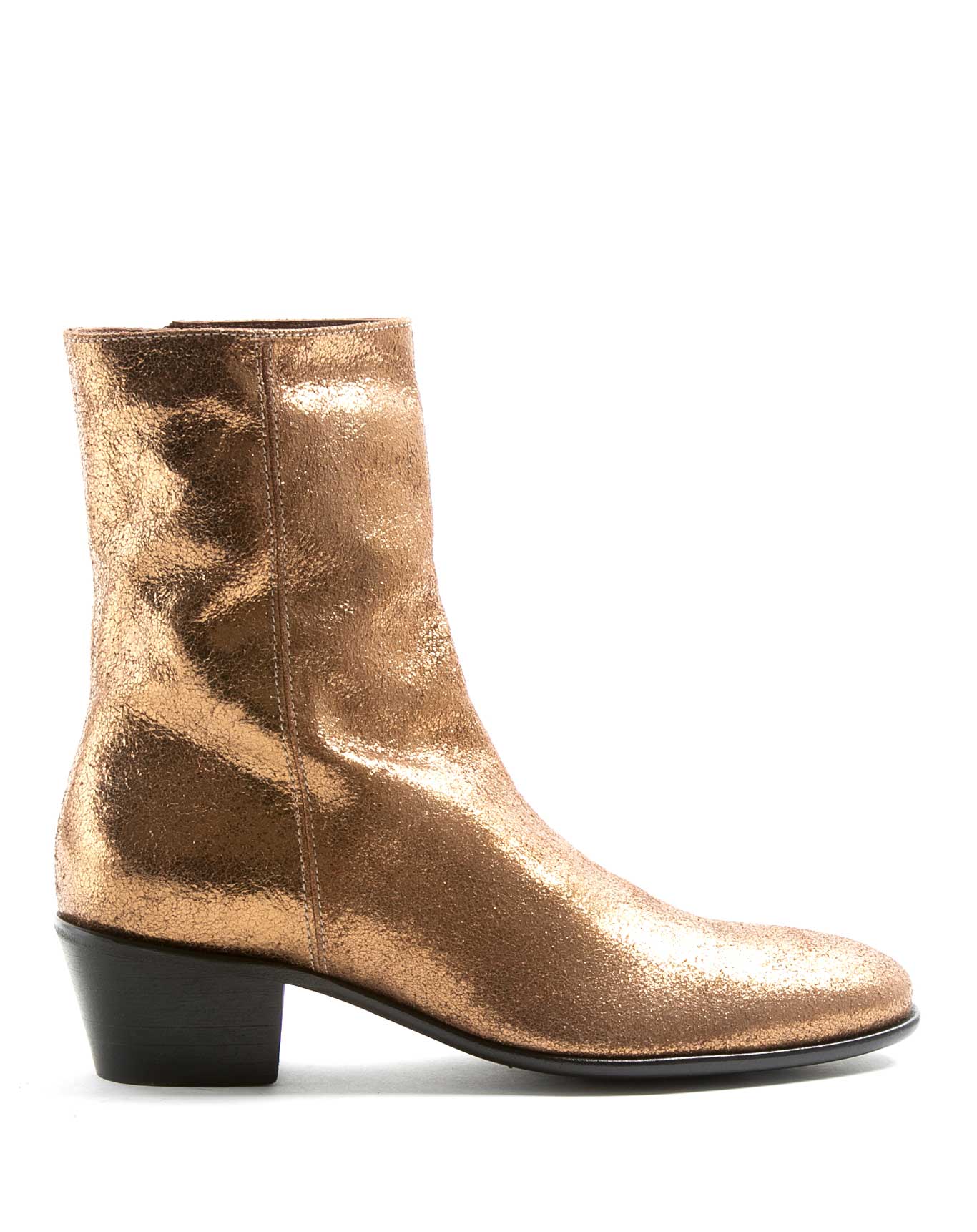 Fiorentini + Baker, MISTER MATT, Women tall ankle boots with slightly pointed toe and 5cm heel in bronze leather-Made in Italy-side