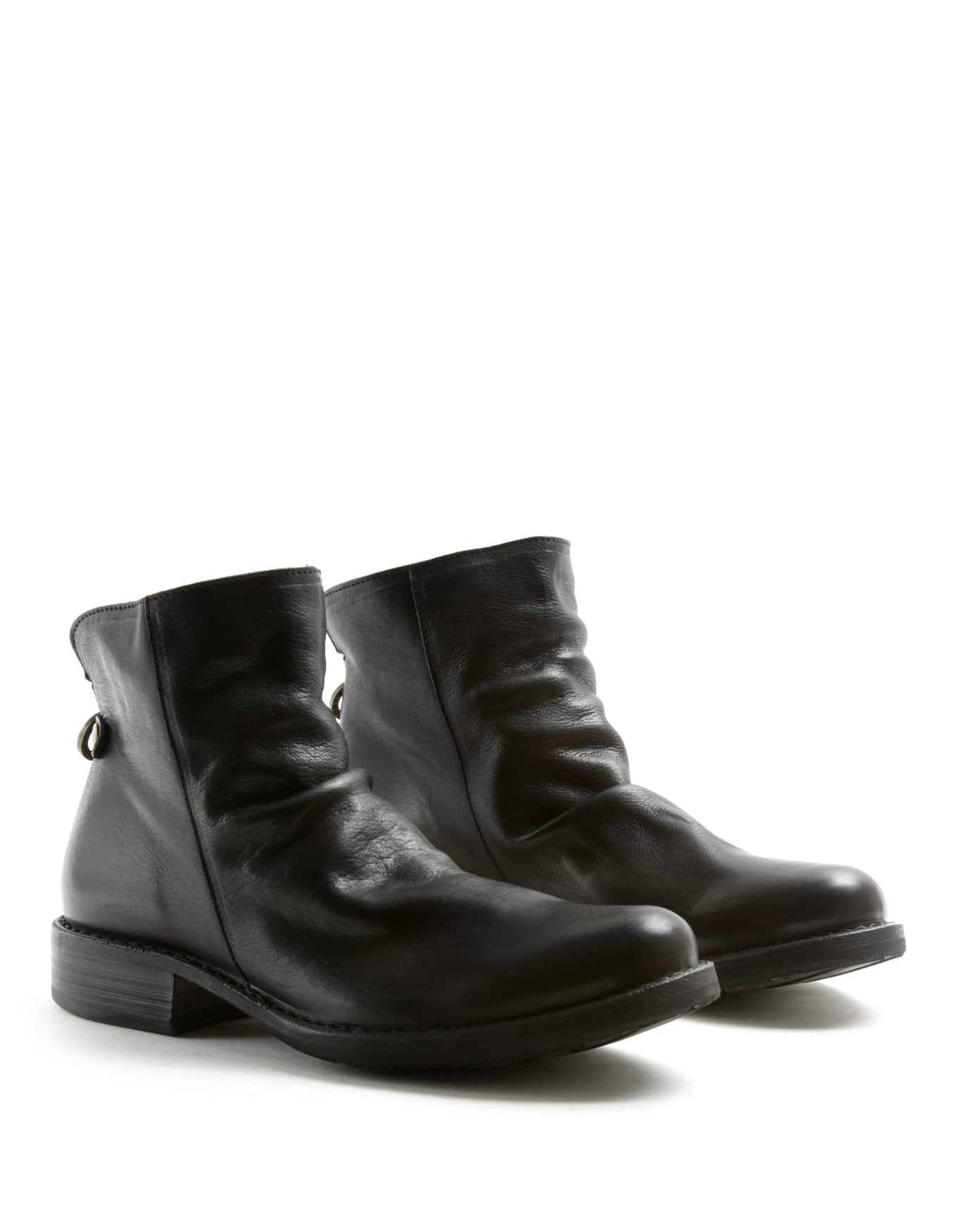 Fiorentini + Baker, ETERNITY ELINA, Black leather ankle boots with rear zip-Made in Italy-lateral