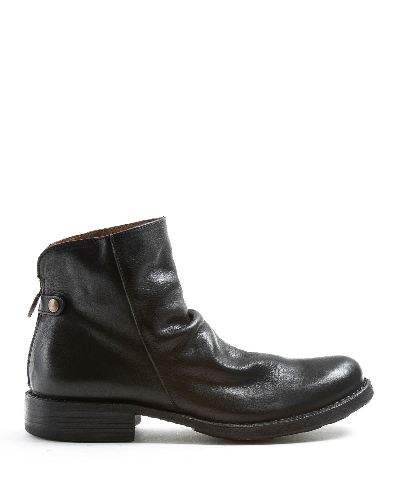 Fiorentini + Baker, ETERNITY ELINA, Black leather ankle boots with rear zip-Made in Italy-side