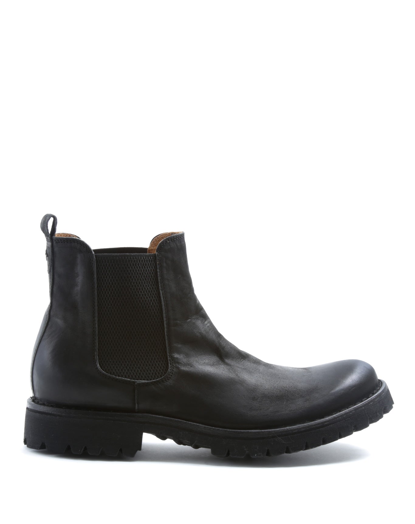 Fiorentini + Baker, ETERNITY MASSIVE M-ETEX, Black leather Chelsea boots with thicker rubber sole-Made in Italy-side