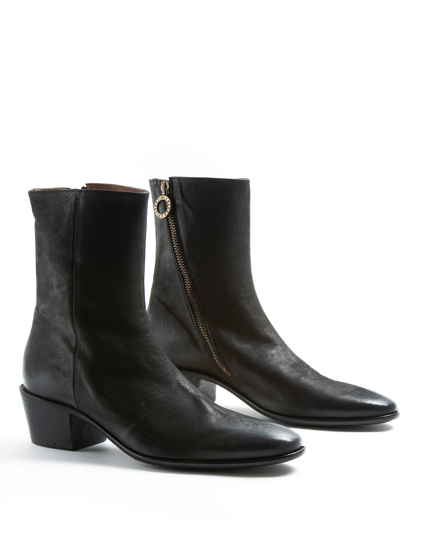 Fiorentini + Baker, MISTER MATT, Women tall ankle boots with slightly pointed toe and 5cm heel in reversed black leather-Made in Italy-lateral