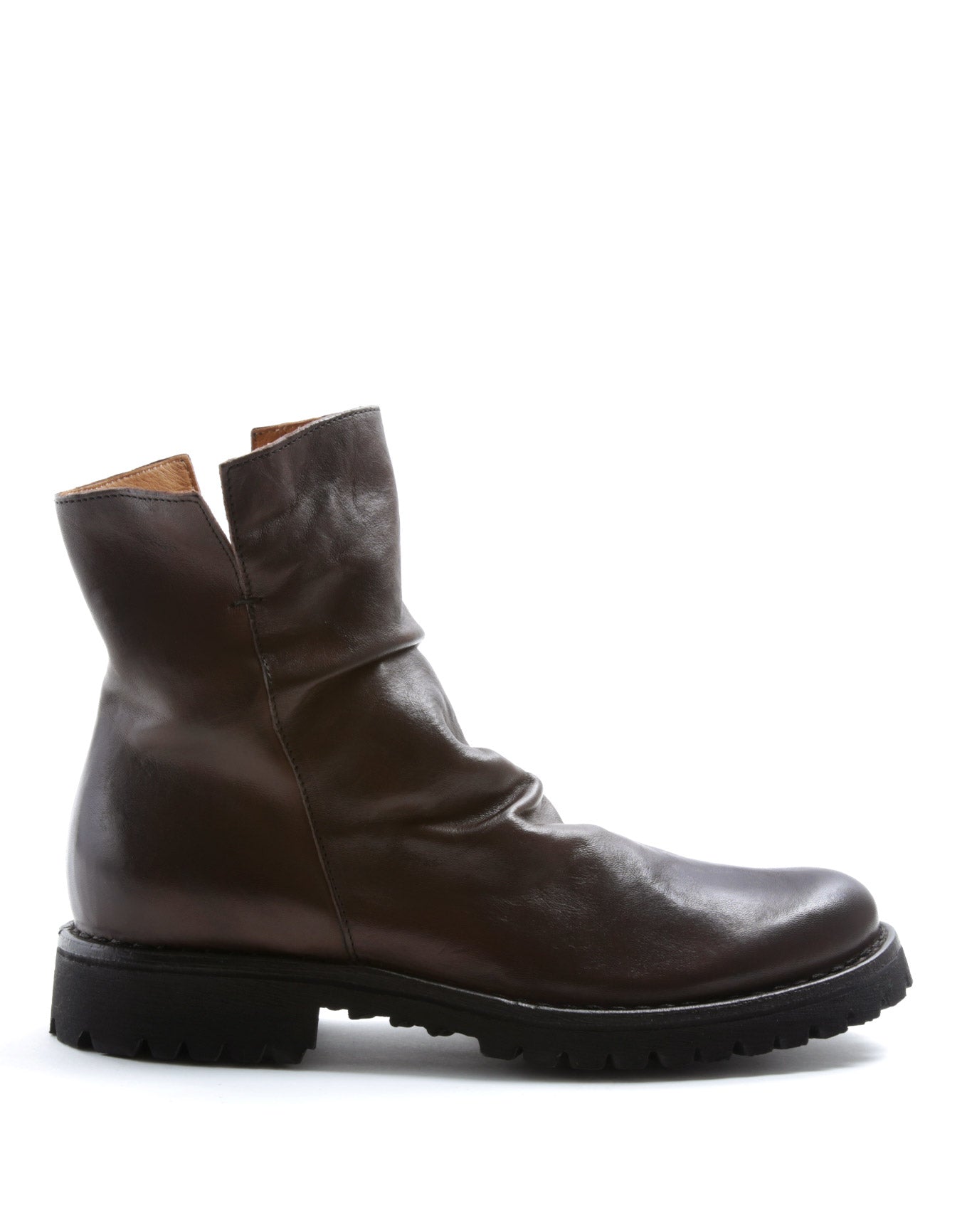 FIORENTINI + BAKER, ETERNITY MASSIVE M-ELF, Best-selling iconic boot in the FB collection since 2003. Leather ankle boot with slightly ruched vamp and a thick rubber sole. Handcrafted with natural leather by skilled artisans. Made in Italy. Made to last.