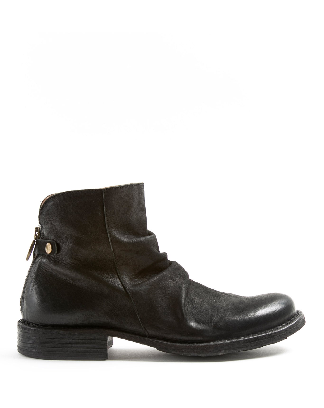 Fiorentini + Baker, ETERNITY ELINA, Black leather ankle boots with rear zip-Made in Italy-side