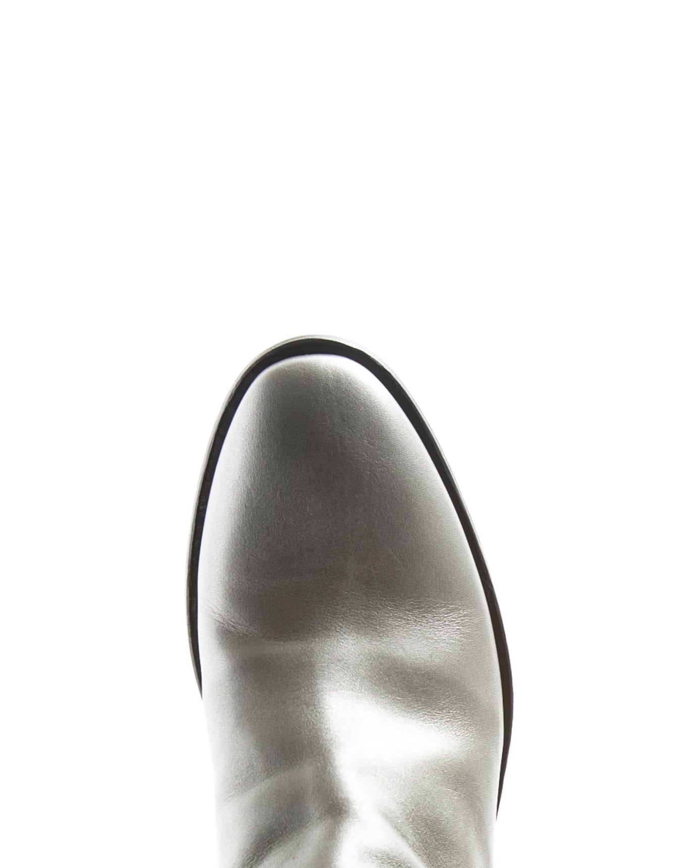 Fiorentini + Baker, CHANCE CALE, Silver leather women ankle boots with elongated shape and inside zip-Made in Italy-toe