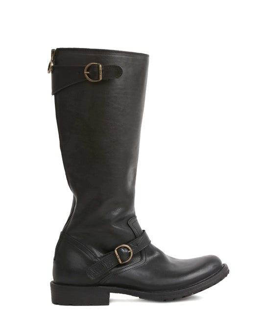 Fiorentini + Baker, ETERNITY EPRIL, Knee-high biker boot with double buckle detail, supremely versatile and comfortable. Handcrafted by skilled artisans. Made in Italy. Made to last.