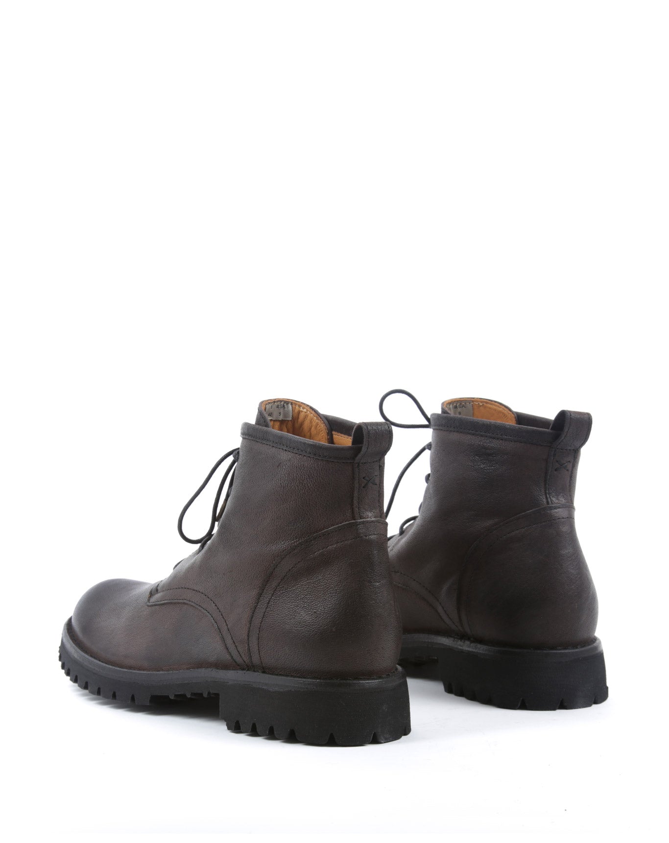 Fiorentini + Baker, ETERNITY MASSIVE M-EZRA, Brown leather lace-up ankle boots with thick rubber sole-Made in Italy-back