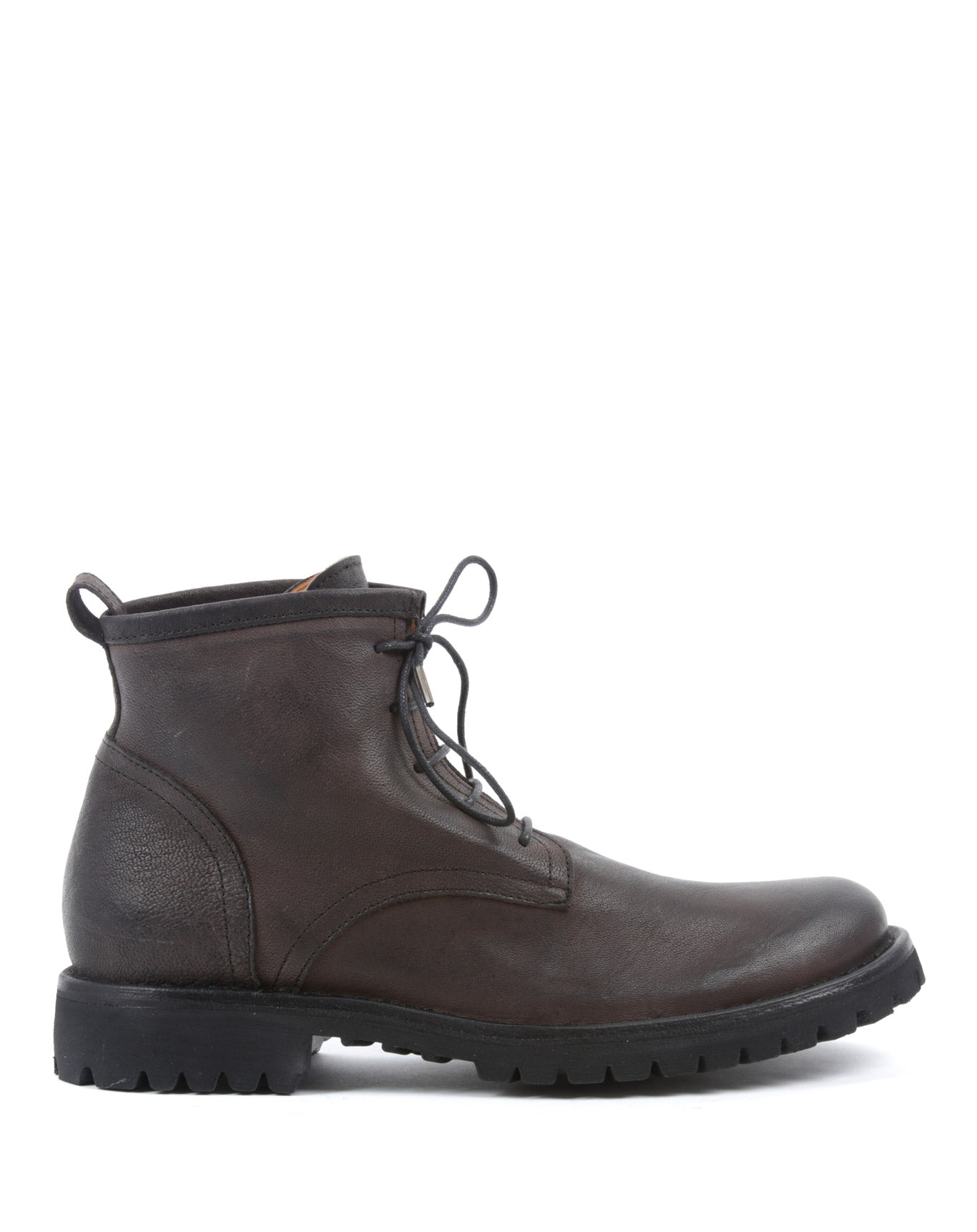 Fiorentini + Baker, ETERNITY MASSIVE M-EZRA, Brown leather lace-up ankle boots with thick rubber sole-Made in Italy-side