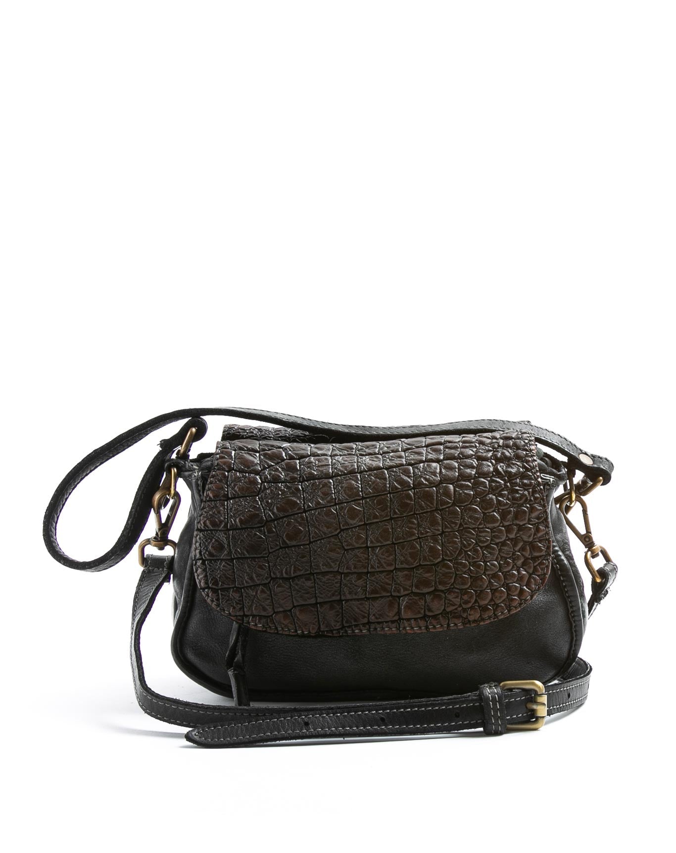 Fiorentini + Baker, EMILY, Brown leather cross body bag and shoulder bag with adjustable and removable double strap-Made in Italy-front