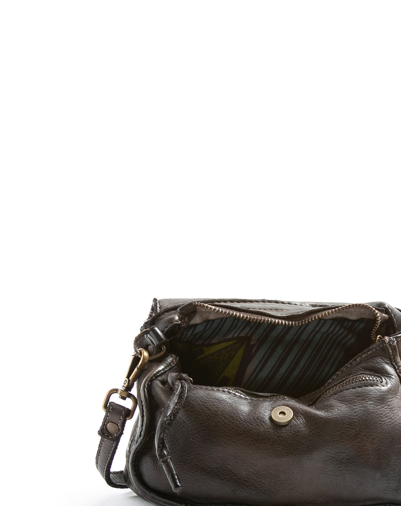 Fiorentini + Baker, EMILY, Brown leather cross body bag and shoulder bag with adjustable and removable double strap-Made in Italy-detail