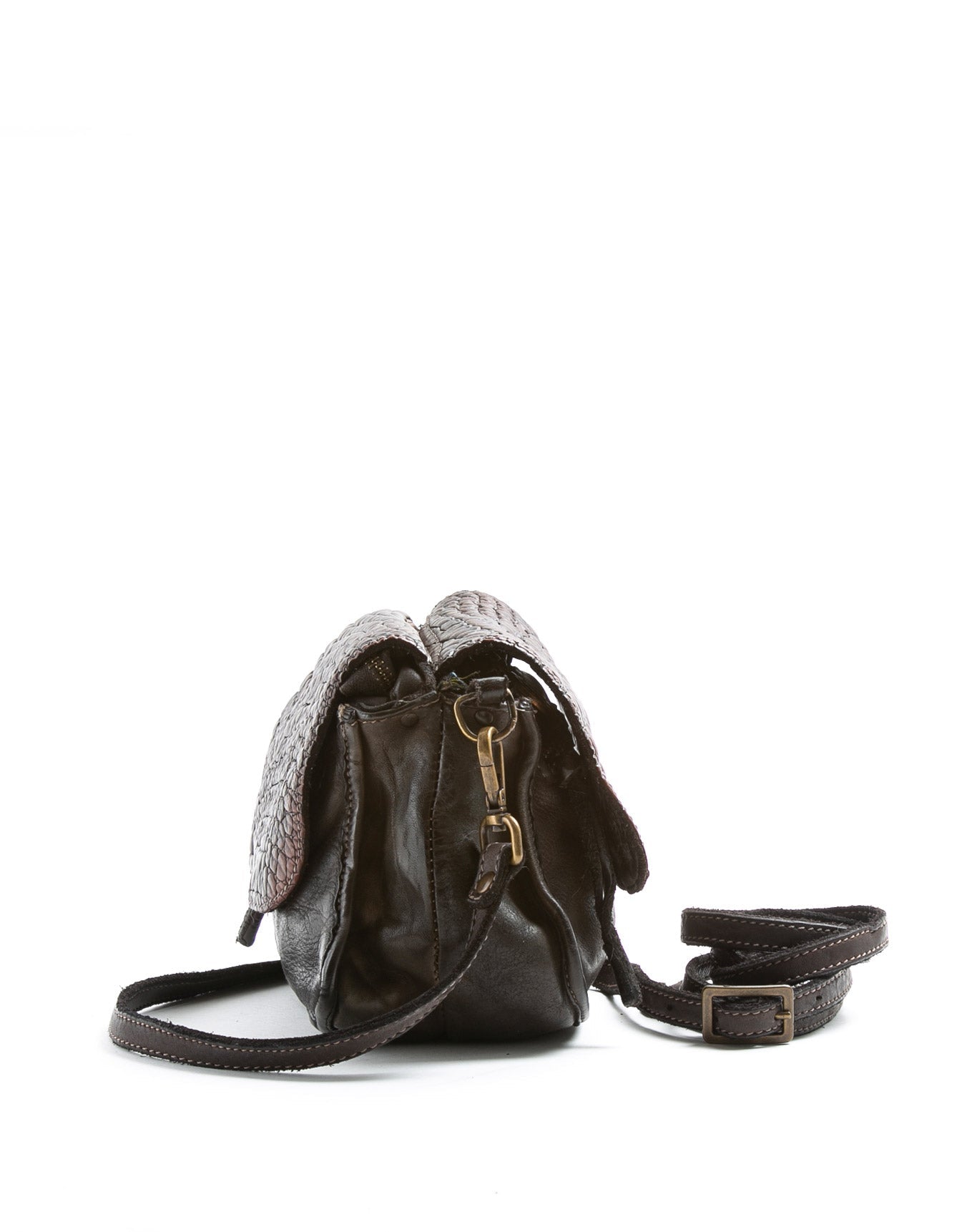 Fiorentini + Baker, EMILY, Brown leather cross body bag and shoulder bag with adjustable and removable double strap-Made in Italy-side