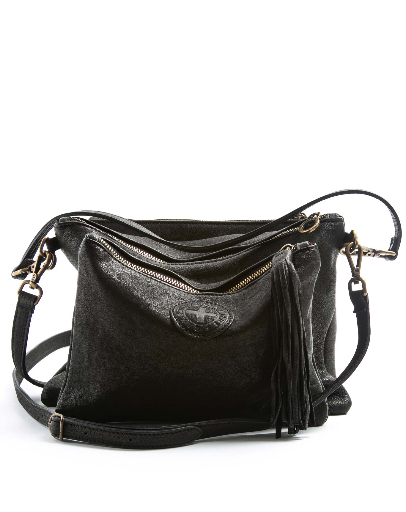 FIORENTINI+BAKER, FUTURA, Tree pockets cross body bag and shoulder bag with tassels. Made in Italy. Made to last.