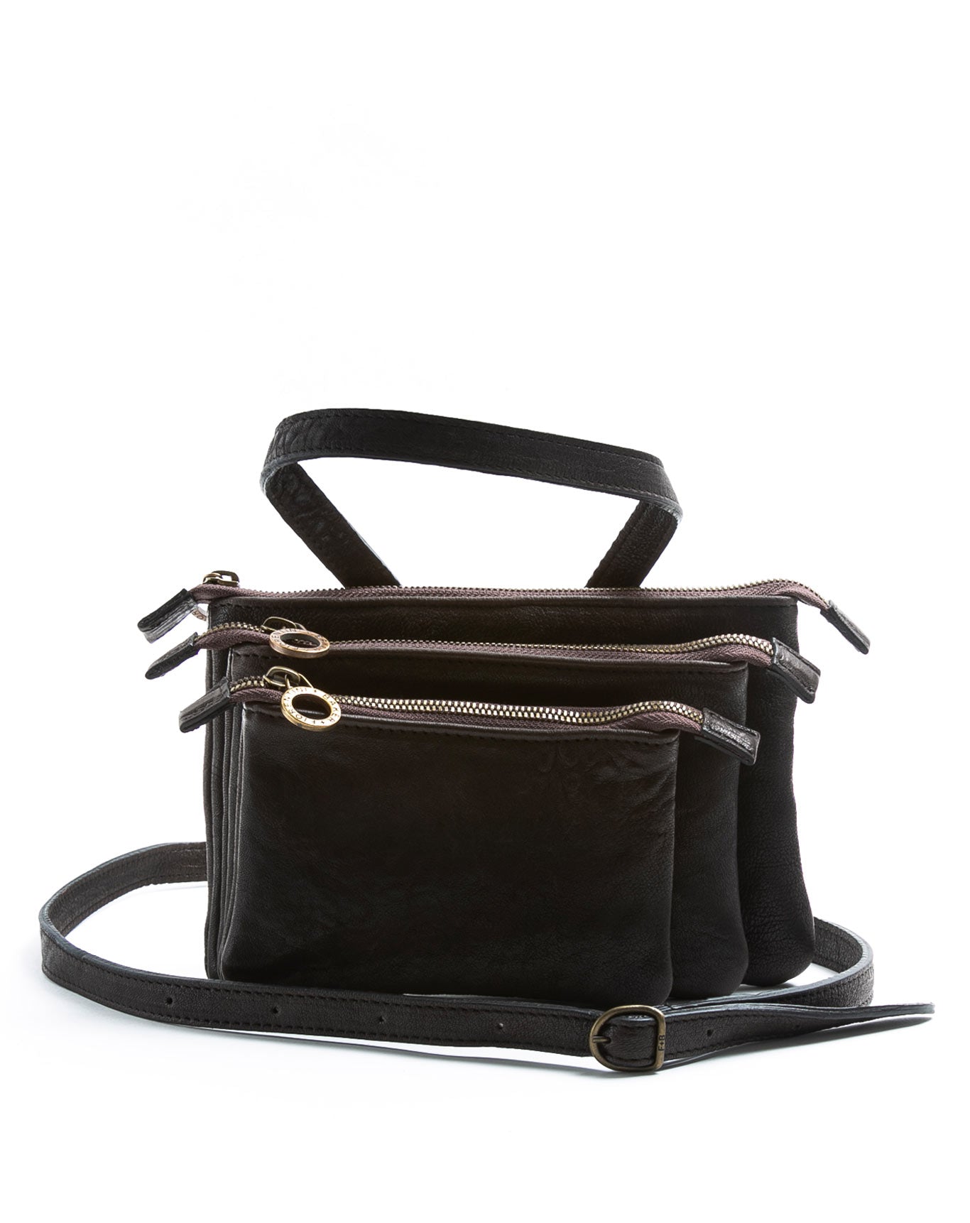 Fiorentini + Baker, LEMA, Black leather tree pockets crossbody leather bag-Made in Italy-front