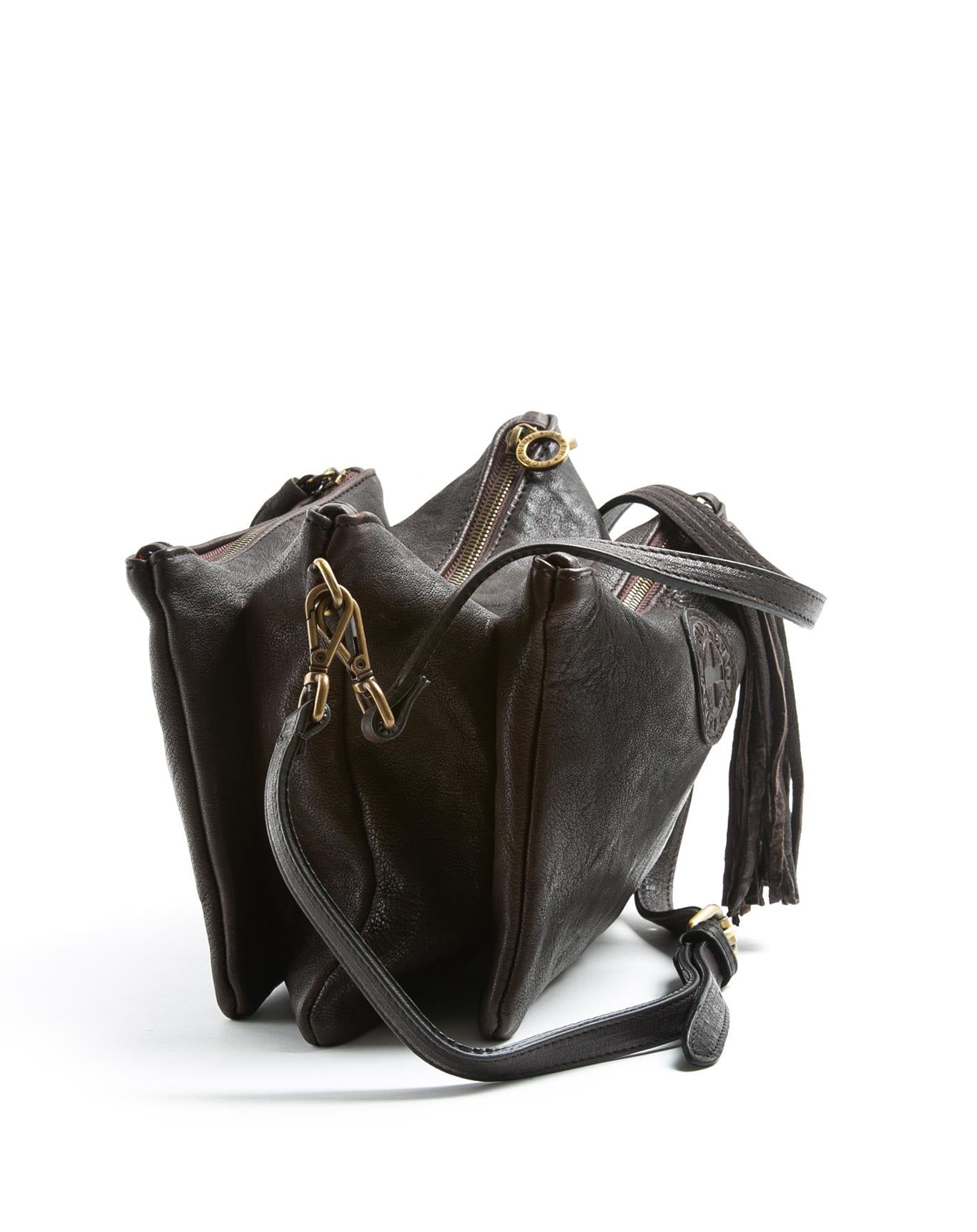 FIORENTINI+BAKER, FUTURA, Tree pockets cross body bag and shoulder bag with tassels. Made in Italy. Made to last.