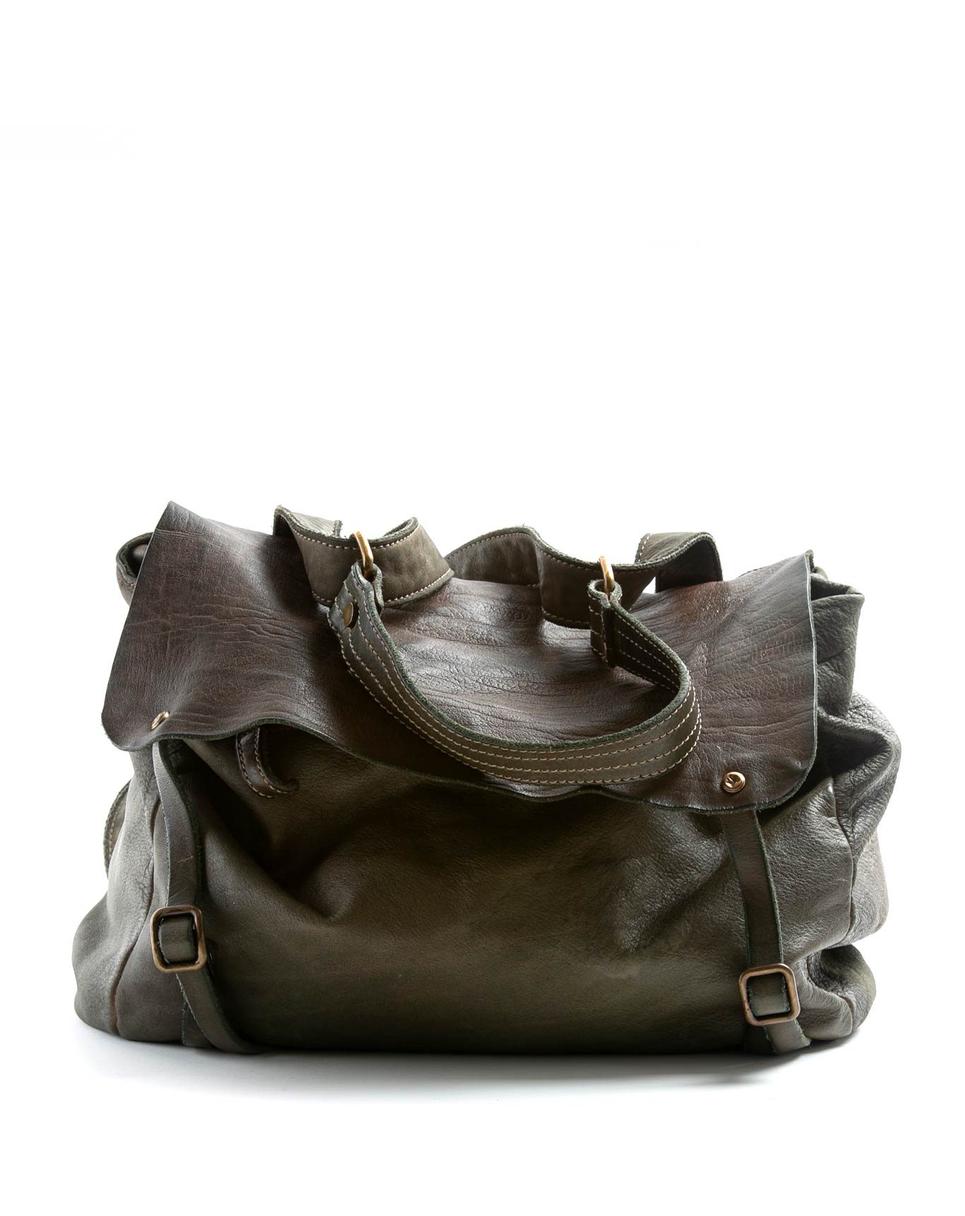 Fiorentini +Baker, JEFF, Green leather large bag convertible backpack-Made in Italy-front