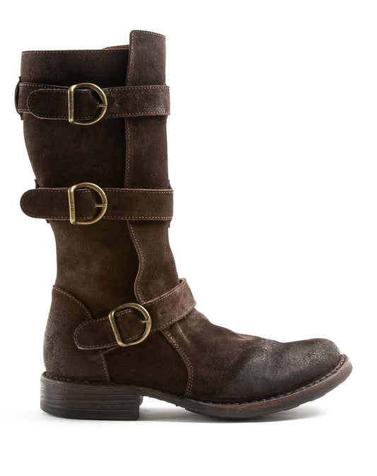 Fiorentini + Baker, ETERNITY 7040, tall brown suede boot with buckles - Made in Italy - side