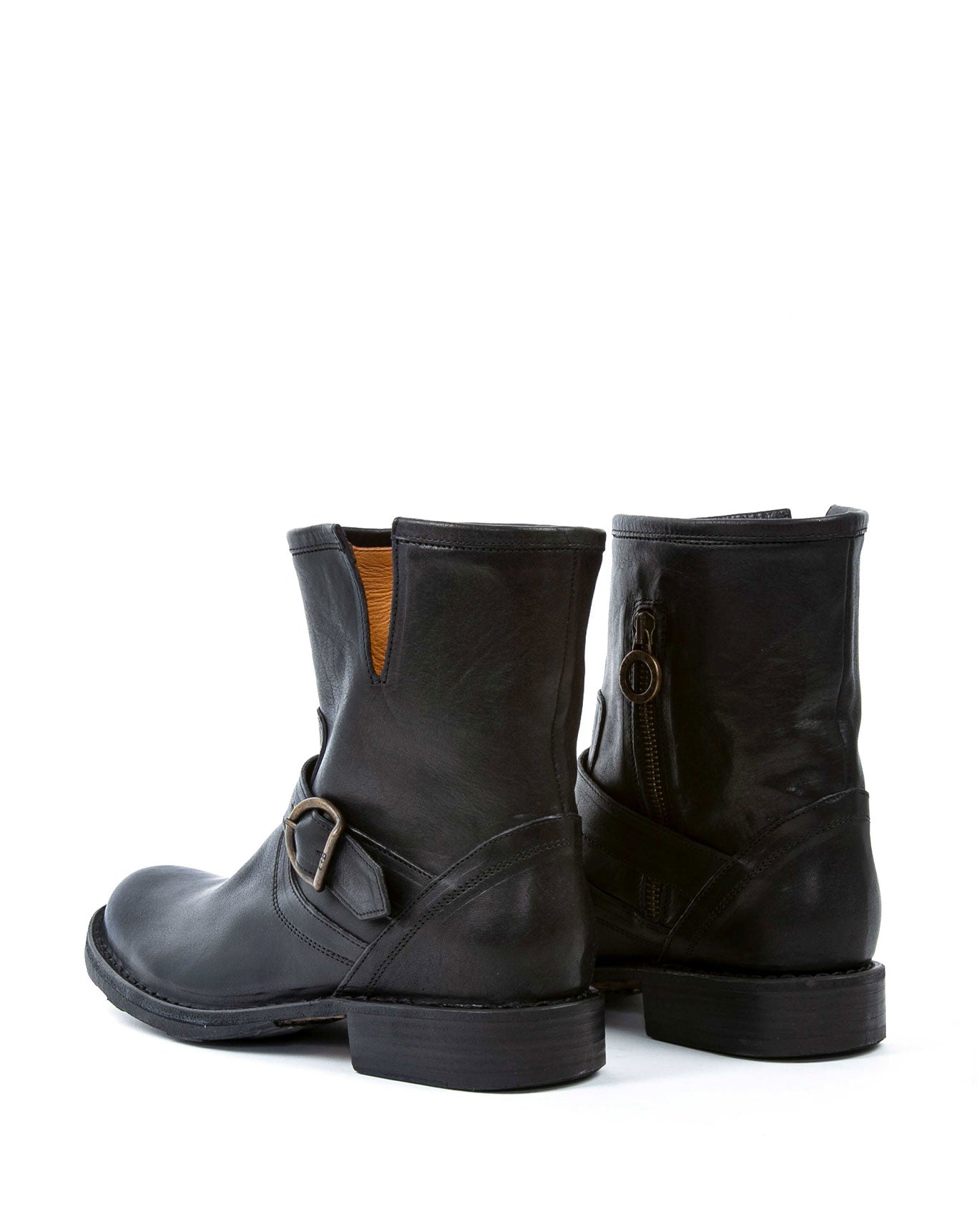 Fiorentini + Baker, ETERNITY ELI, Black leather ankle biker  boots with adjustable strap and inside zip-Made in Italy-back