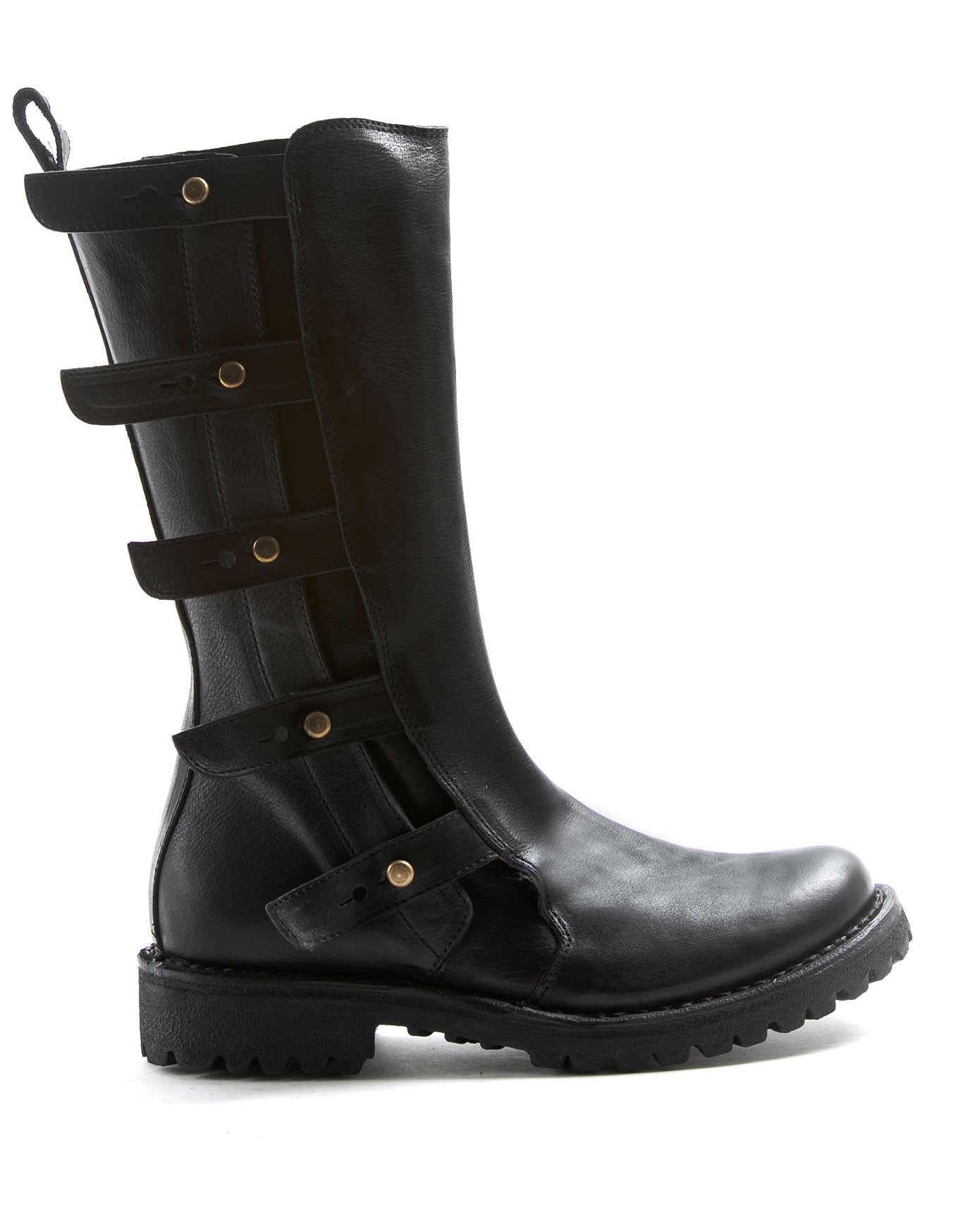 FIORENTINI + BAKER, ETERNITY MASSIVE M-ECSTA, Leather mid-calf boot with adjustable straps and thick rubber sole. Boots inspired by 70’s motocross footwear. Handcrafted by skilled artisans. Made in Italy. Made to last.