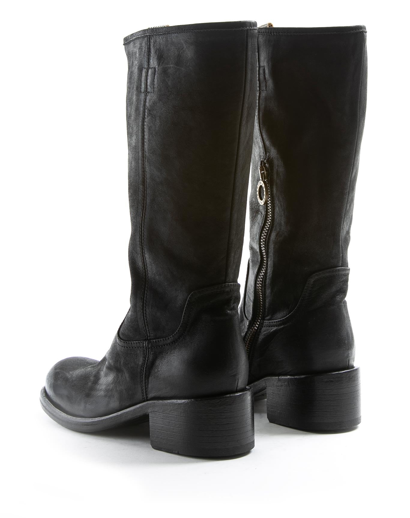 Fiorentini + Baker, MIX MOLLY, Black leather mid-calf boots with squared toe and 5cm heel-Made in Italy-back