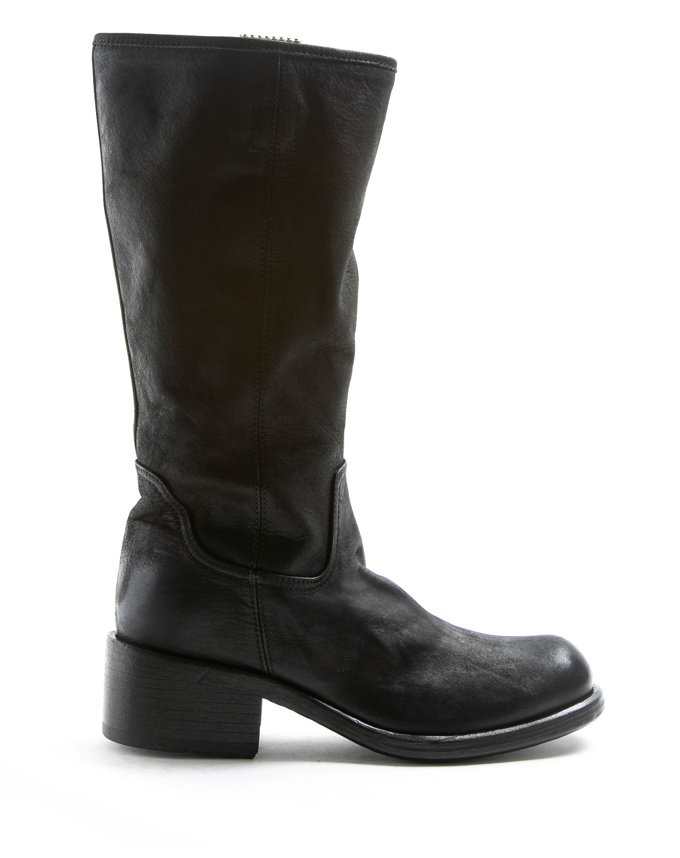 Fiorentini + Baker, MIX MOLLY, Black leather mid-calf boots with squared toe and 5cm heel-Made in Italy-side