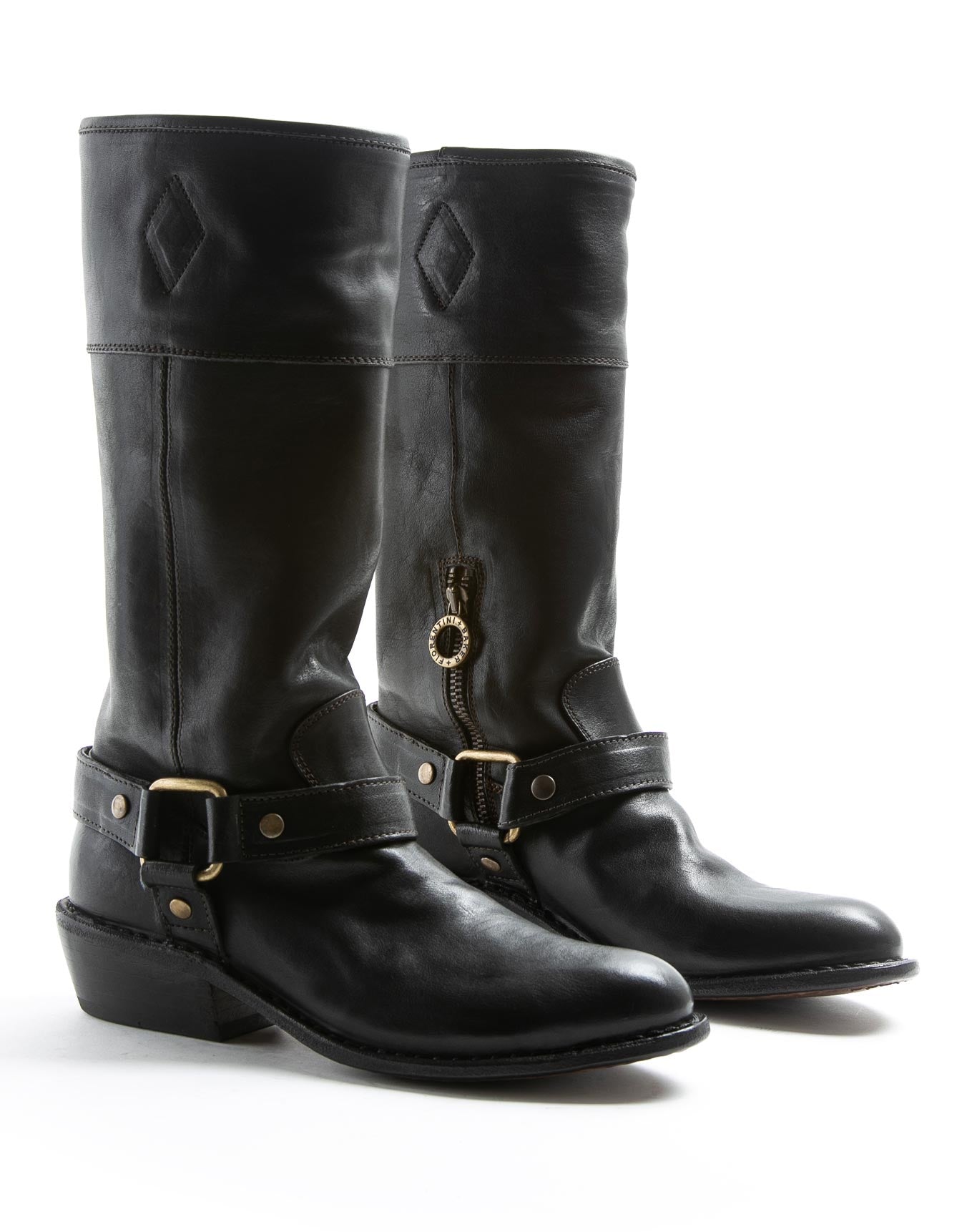 FIORENTINI + BAKER, ROCKER RIZ, Boot perfect for those who appreciate a blend of classic craftsmanship with an unmistakably edgy flair.  Leather knee-heigh boot with distinctive harness design. Handcrafted by skilled artisans. Made in Italy. Made to last.