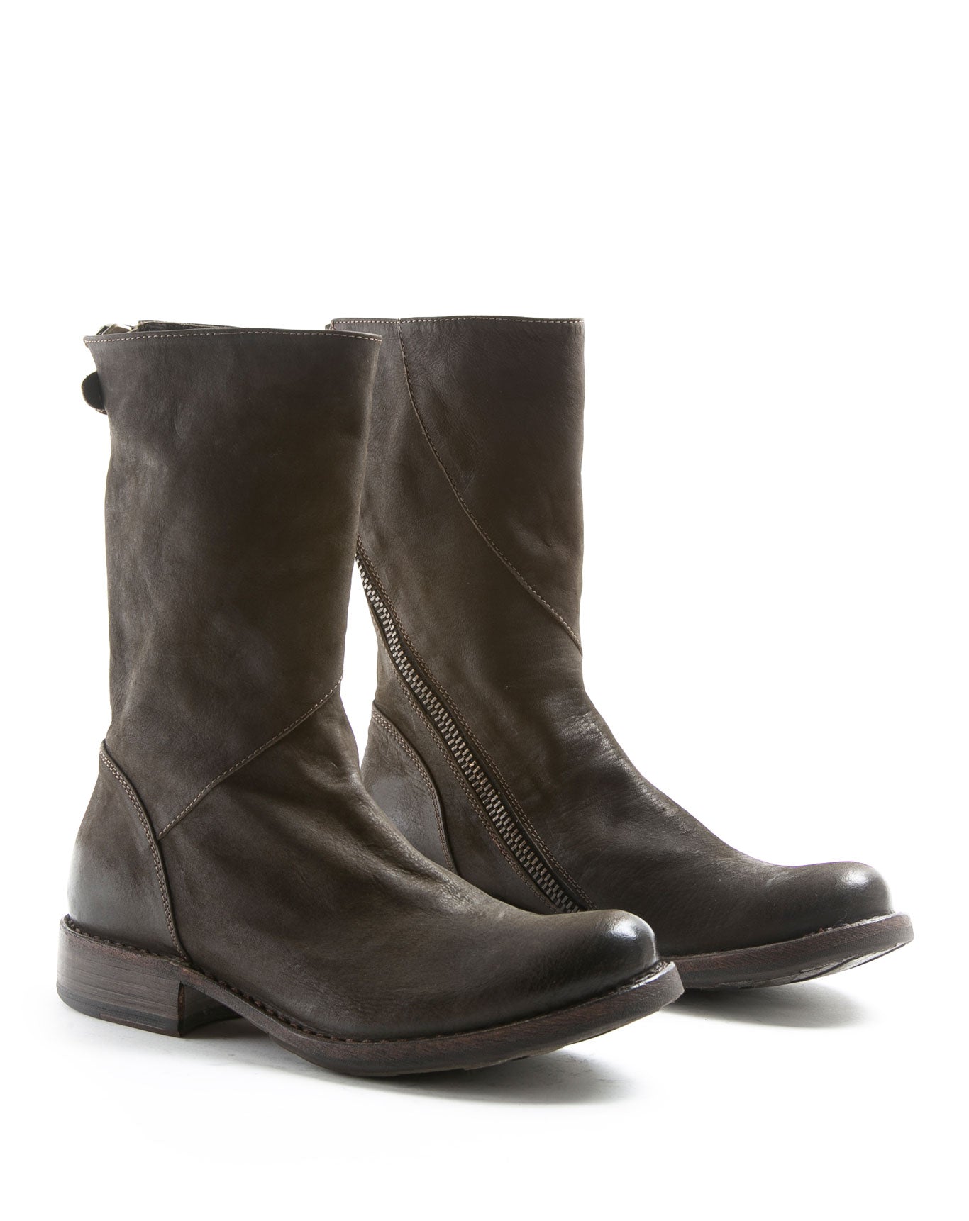 Fiorentini + Baker, ETERNITY EZEE, Coffee brown leather mid-height boots with inside diagonal zip-Made in Italy-lateral