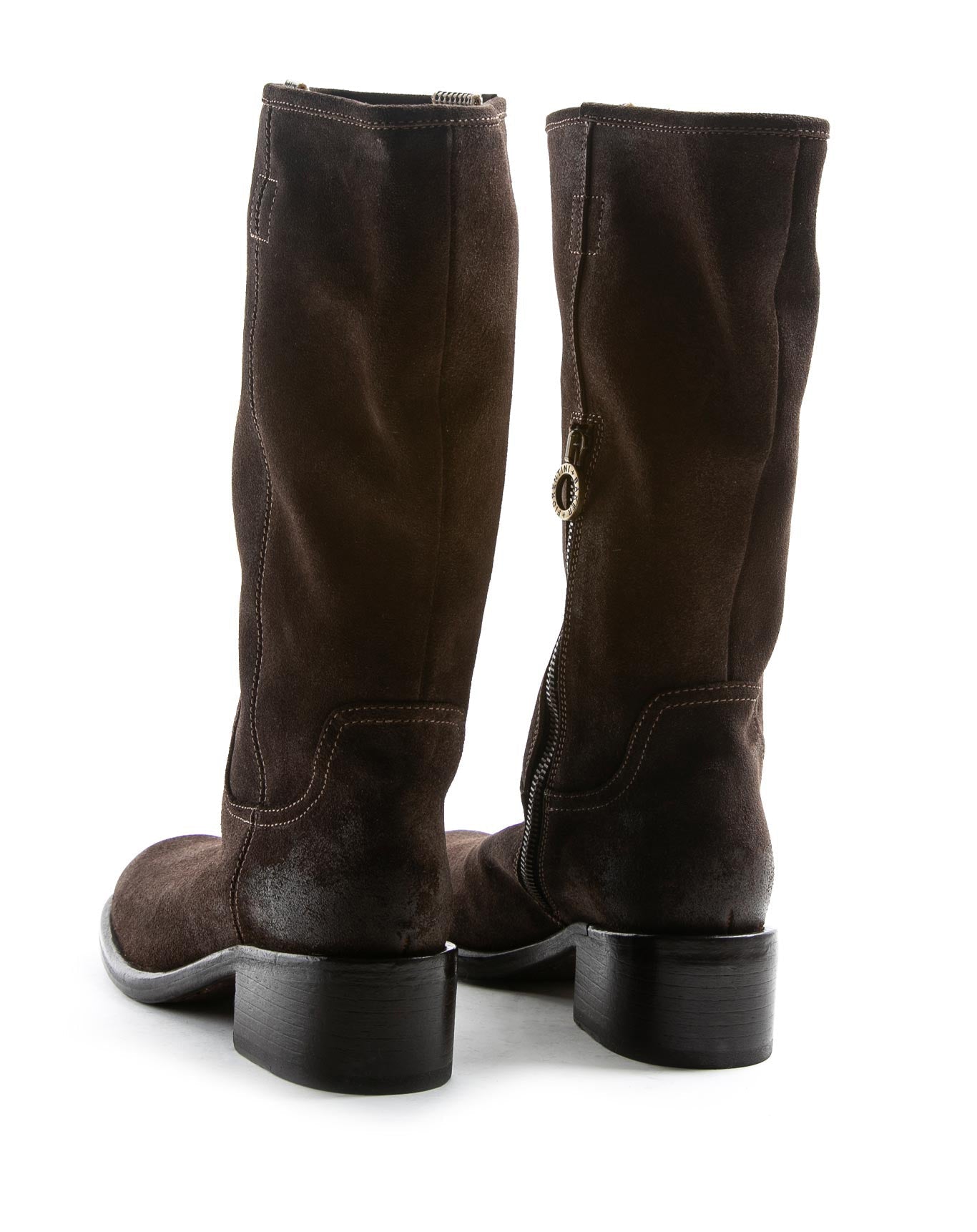 Fiorentini + Baker, MIX MOLLY, Brown suede mid-calf boots with squared toe and 5cm heel-Made in Italy-back