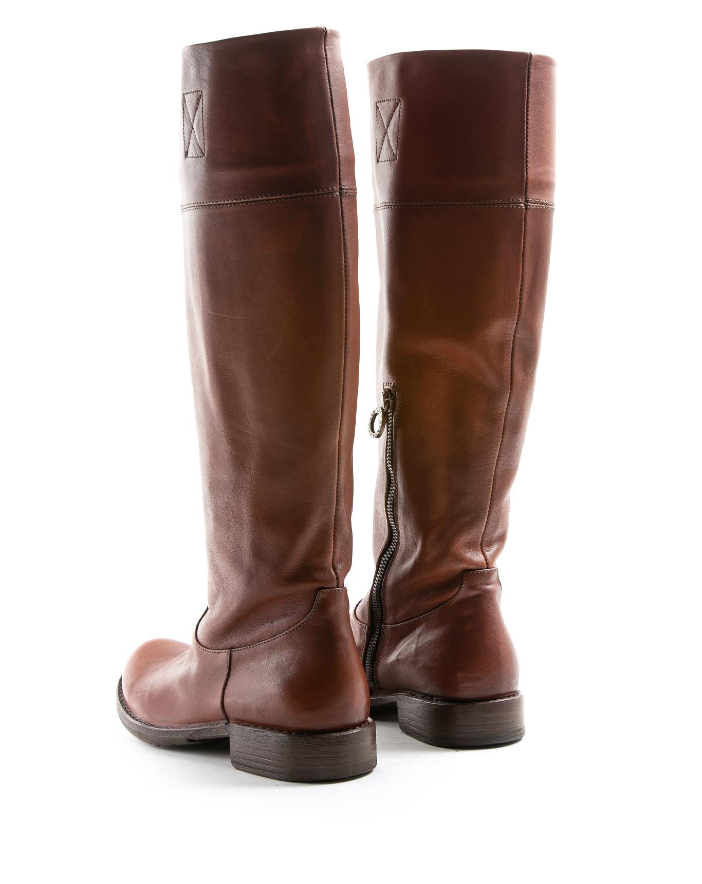 FIORENTINI+BAKER, ETERNITY EVER, Knee-high riding style boots with inside zip in black leather-Made in Italy-back