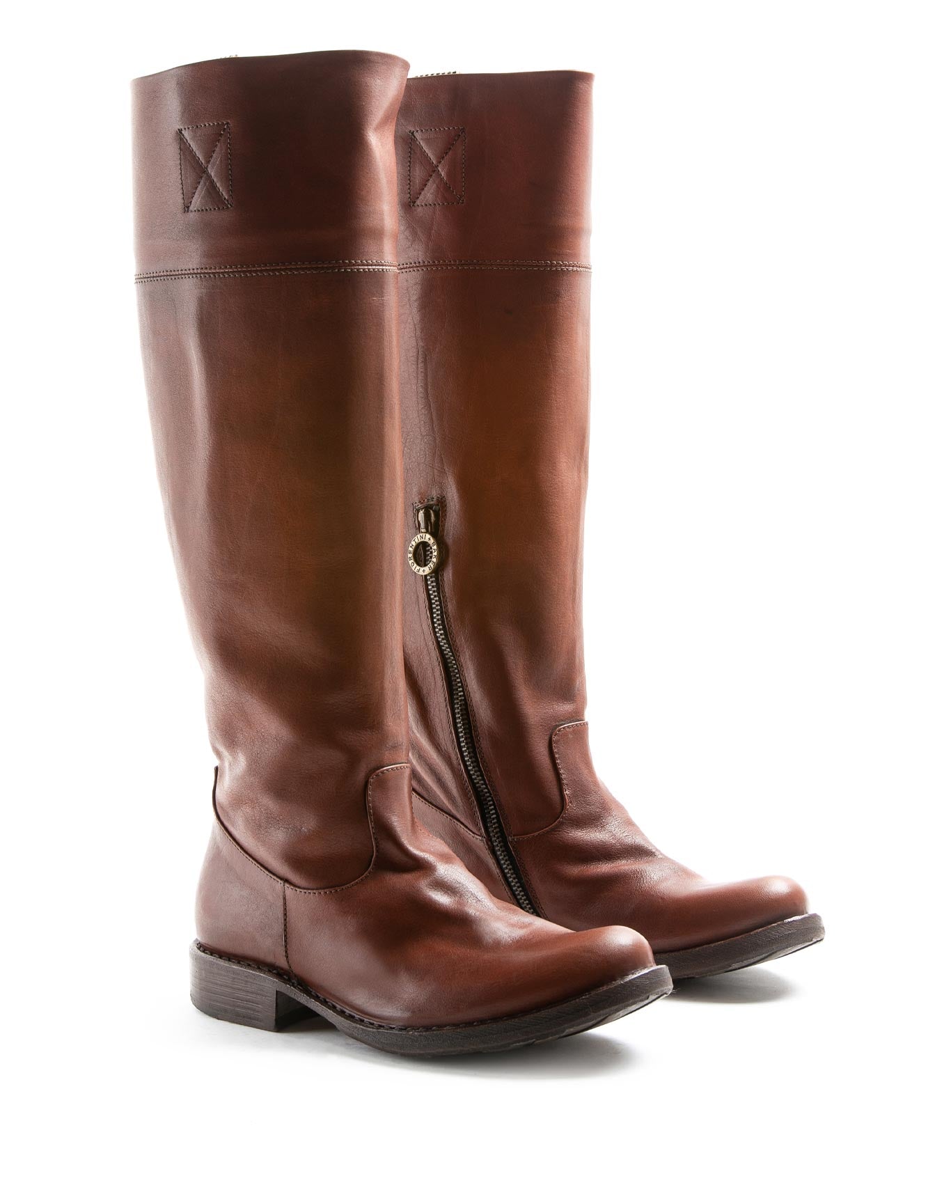 FIORENTINI+BAKER, ETERNITY EVER, Knee-high riding style boots with inside zip in black leather-Made in Italy-lateral