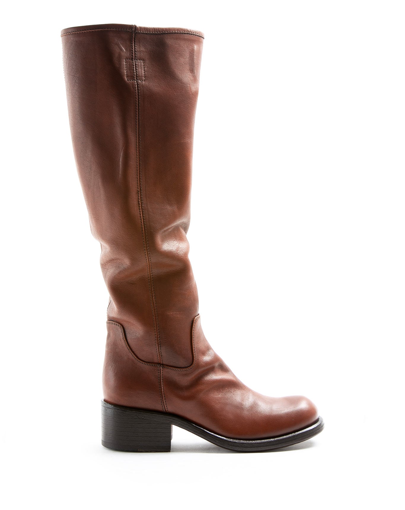 Fiorentini + Baker, MIX MINK, Brown leather knee high boots with inside zip, squared toe and 5cm heel-Made in Italy-side