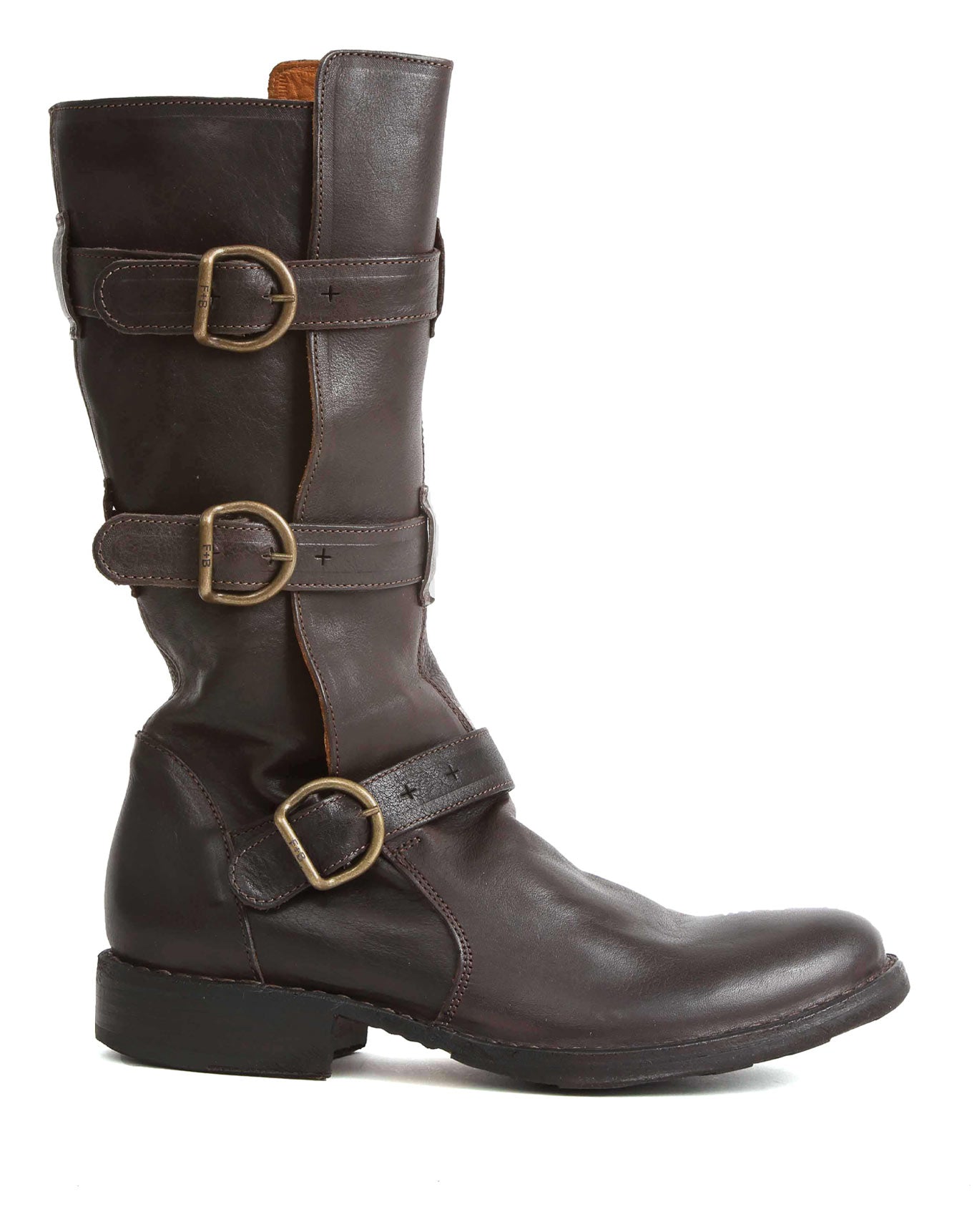 Fiorentini + Baker, ETERNITY 7040, tall brown leather boot with buckles - Made in Italy - side