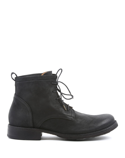 Fiorentini + Baker, ETERNITY EZRA, Grained black leather lace-up ankle boots-Made in Italy-side