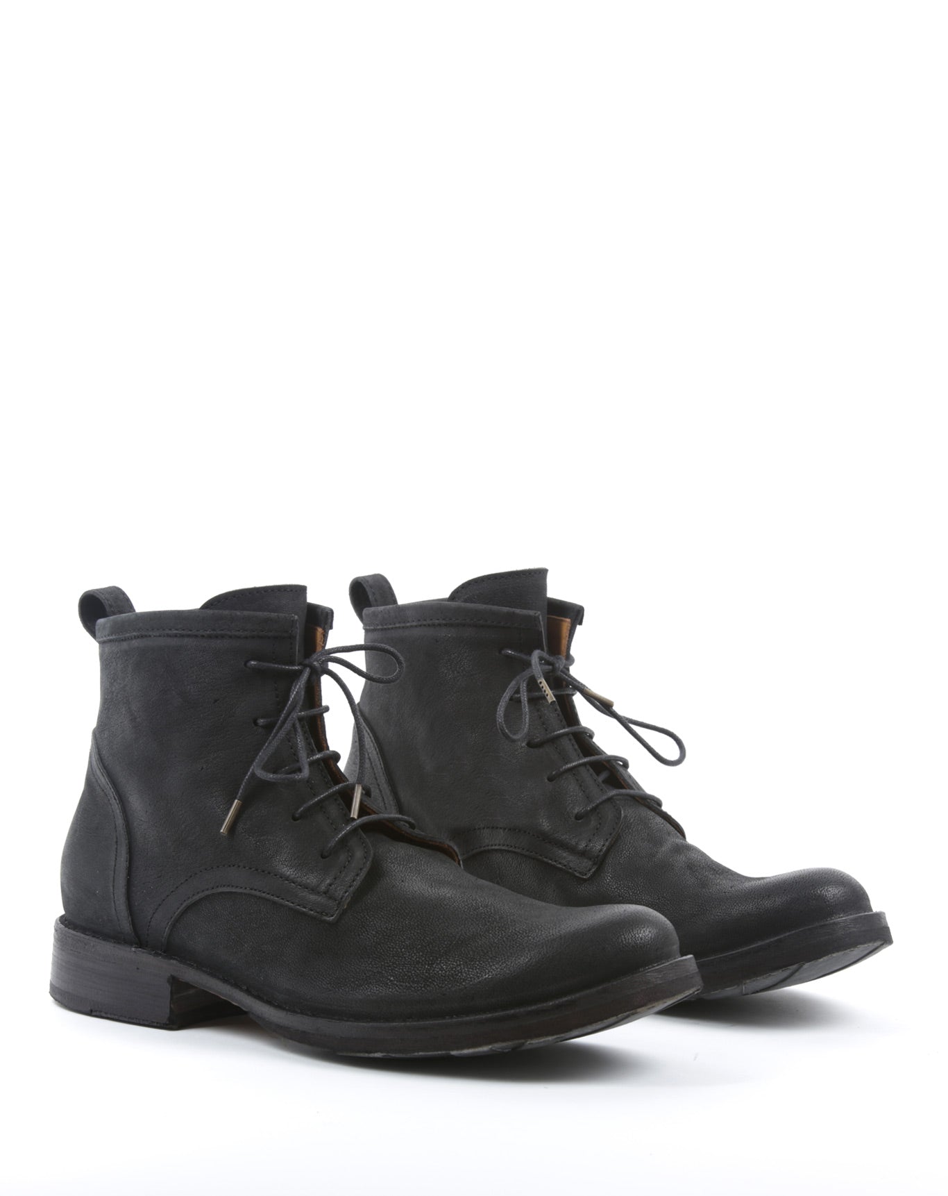 Fiorentini + Baker, ETERNITY EZRA, Grained black leather lace-up ankle boots-Made in Italy-lateral