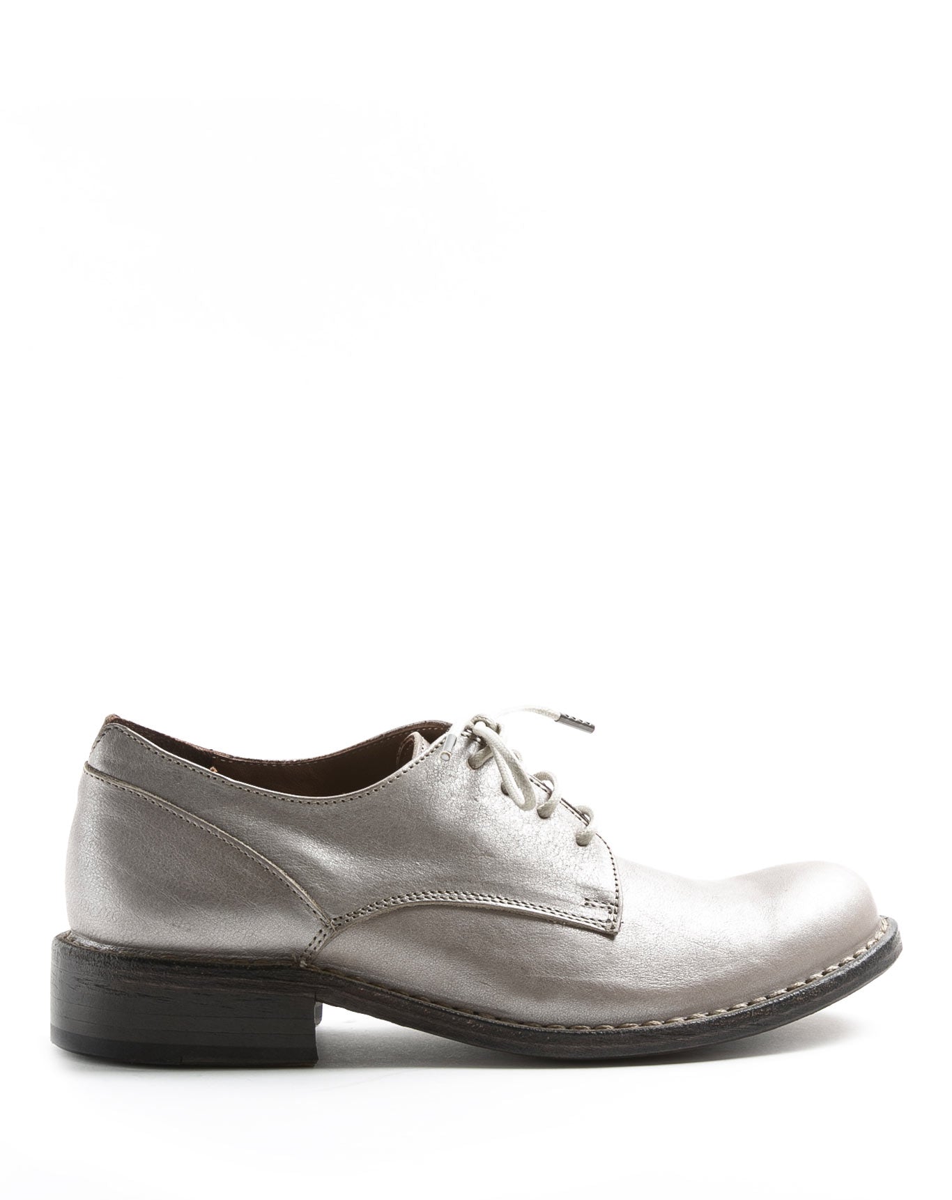 Fiorentini + Baker, FRATERNITY F-706, Women derby lace-up shoes with round toe in silver leather-Made in Italy-side