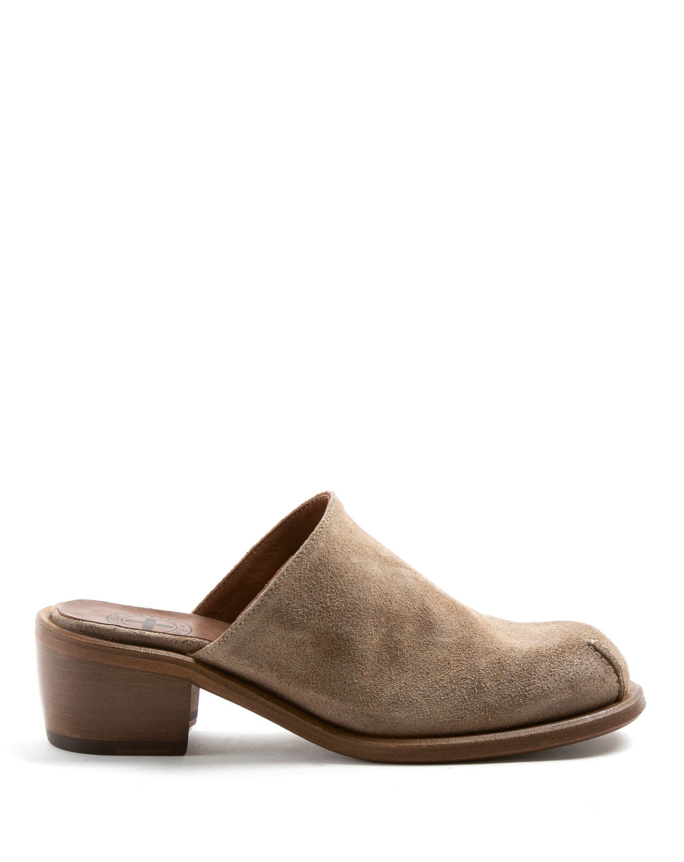 Fiorentini + Baker, MELLOW MIND, Tobacco suede clog mules with squared toe and 4cm heel-Made in Italy-side