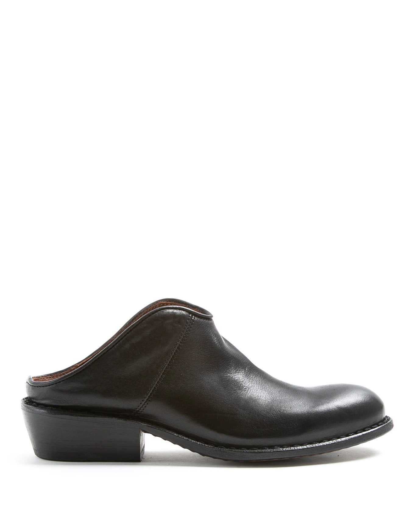 Fiorentini + Baker, ROCKER RENO, Black leather mules with slightly pointed toe and 4.5cm heel-Made in Italy-side