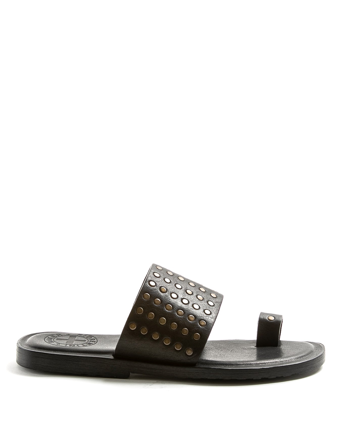 Fiorentini + Baker, ZANTE ZATTYS, Black leather slip on sandals with studs-Made in Italy-side