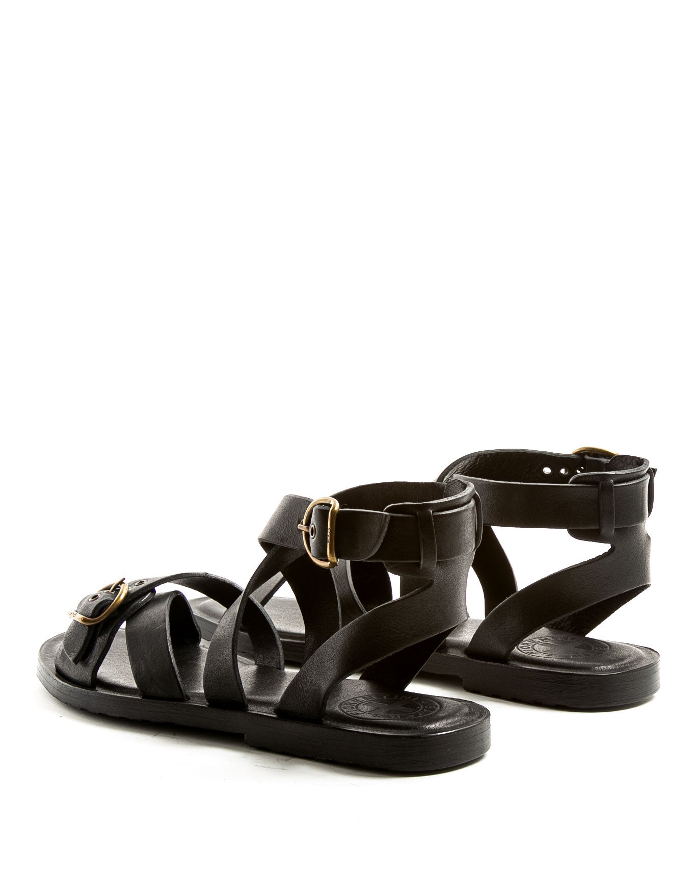 ZIVA Black Leather Sandals
