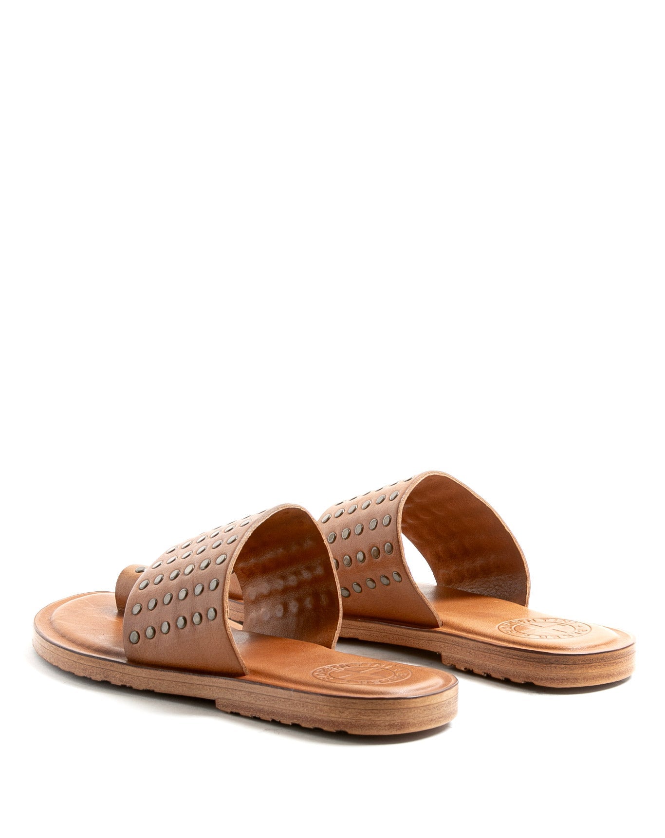 Fiorentini + Baker, ZANTE ZATTYS, Brown leather slip on sandals with studs-Made in Italy-back