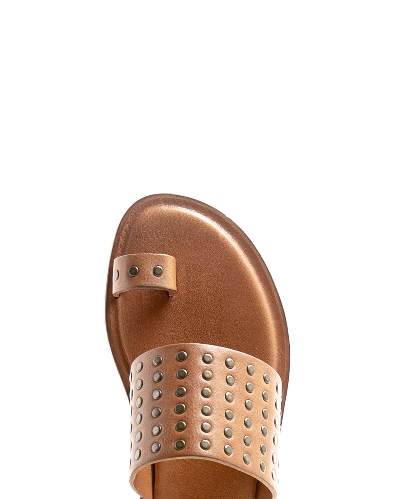 Fiorentini + Baker, ZANTE ZATTYS, Brown leather slip on sandals with studs-Made in Italy-toe