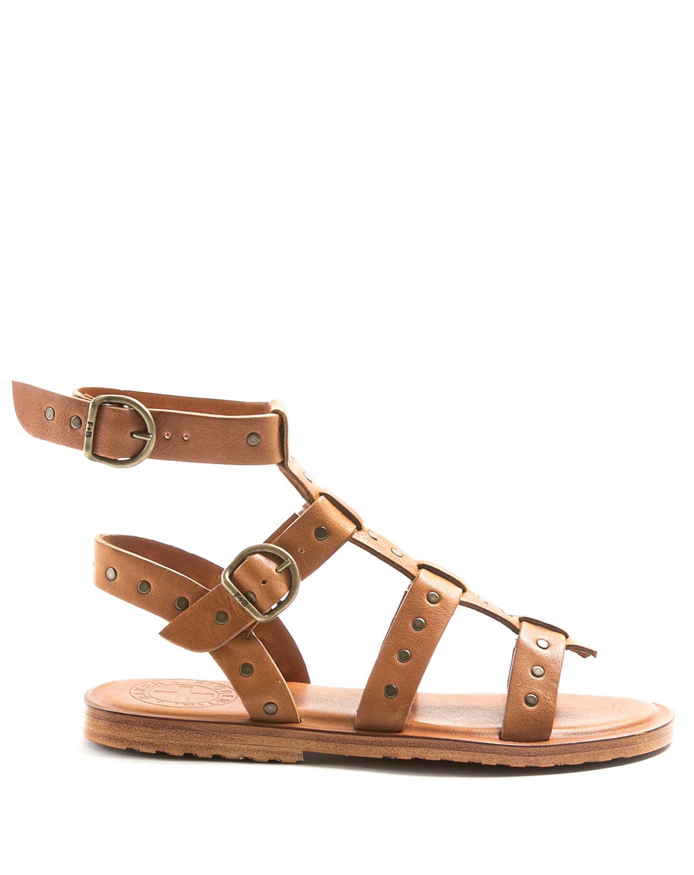 Fiorentini + Baker, ZANTE ZENS, Tan leather sandal with buckled straps and studs-Made in Italy-side