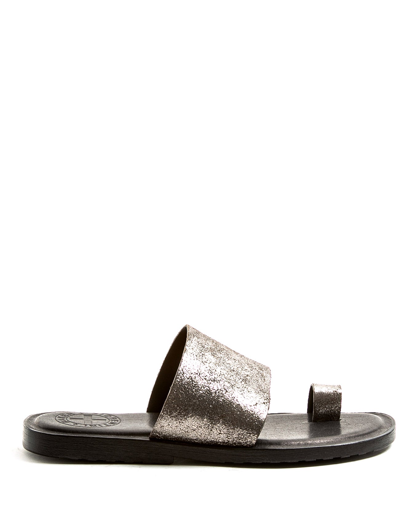 Fiorentini + Baker, ZANTE ZATTYS, Silver leather slip on sandals-Made in Italy-lateral
